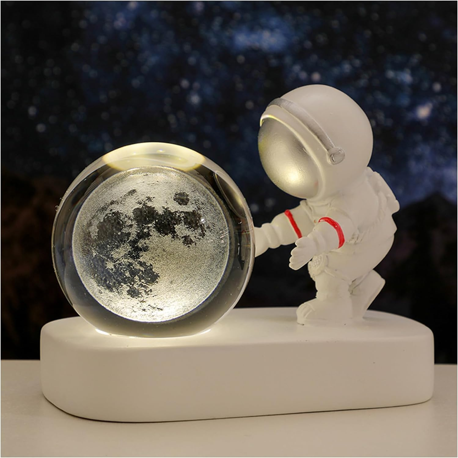 Astronaut Crystal Ball Night Light, 3D Crystal Ball Night Lamp, 3D Galaxy Crystal Ball with LED Light Base, Night Light as a Birthday for Children (Saturn)