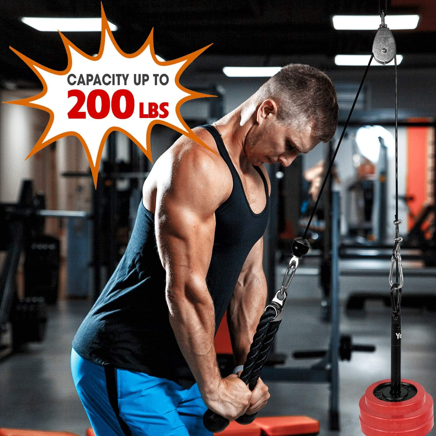 Yes4All Tricep Press down Cable Machine Attachment Set, LAT Pulldown Attachment, Cable Machine Accessories for Home Gym - C. 27 Inch - Red image number 4