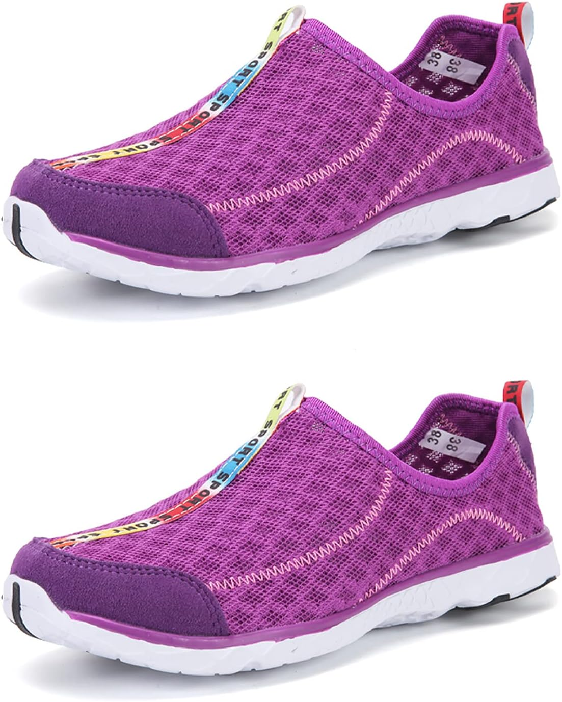 OYUEGE Womens Quick Drying Water Shoes for Beach Water Sports Light Soft Nonslip Walking Beach Running Shoes (Purple 27.5 Cm) image number 3