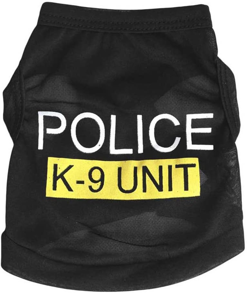 Pet Dog Puppy Vest T-Shirt Police Suit Cosplay Dog Costume Black