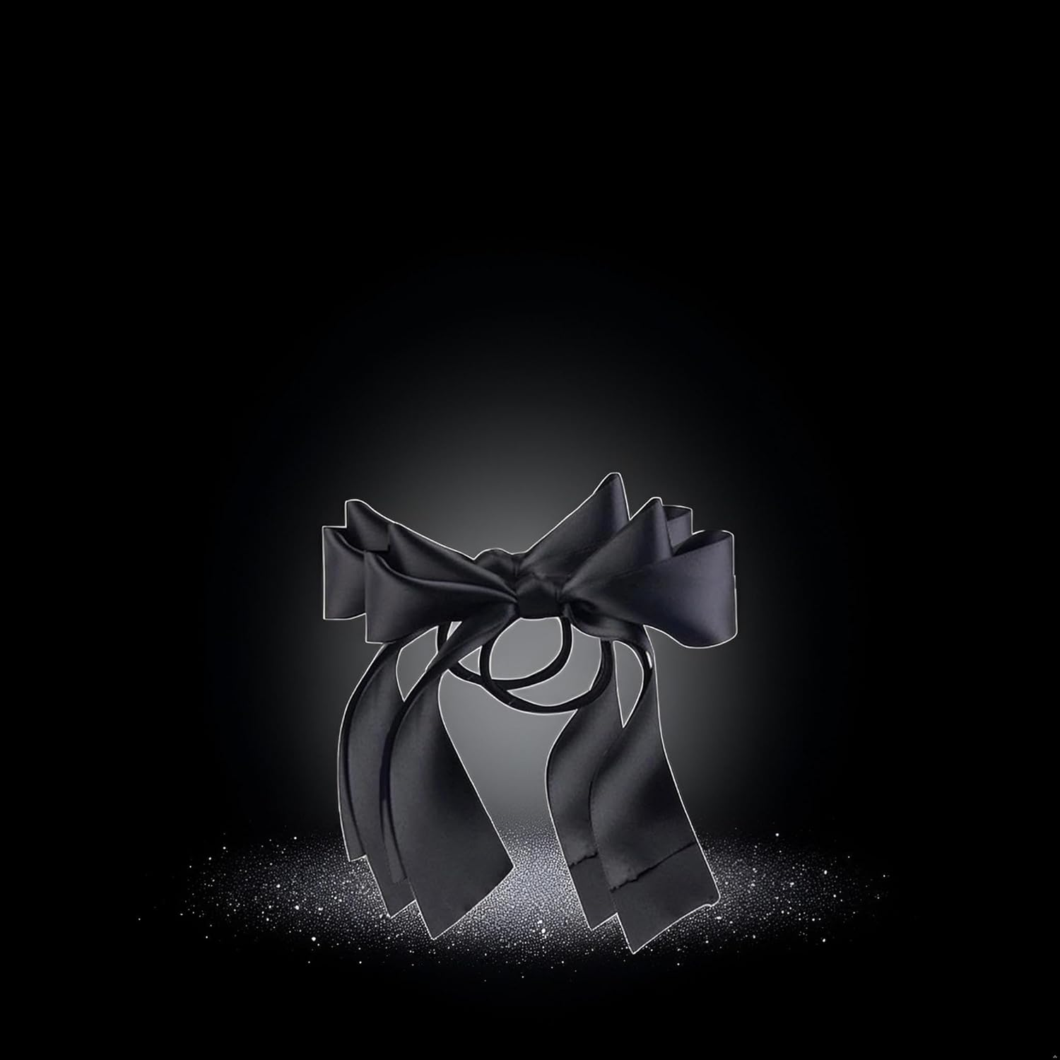 2 X Black Ribbon Rope Bowknot Hair Ties, Elastic Hair Band Girl Hair Accessories Ponytail Holders Hair Styling Accessories image number 2