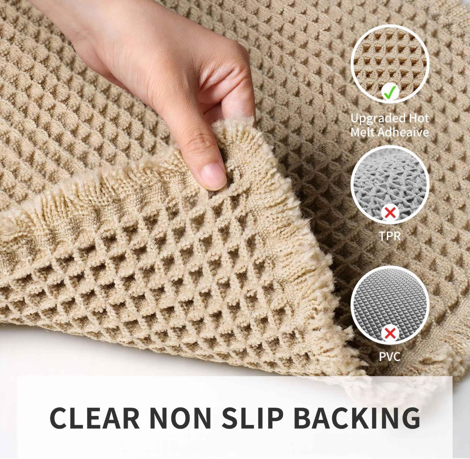 YDCZTYGY Waffle Knit Textured Bath Mat Super Absorbent Washable Quick Dry Non Slip Rug for Bathroom Hallway （61X92Cm） image number 5