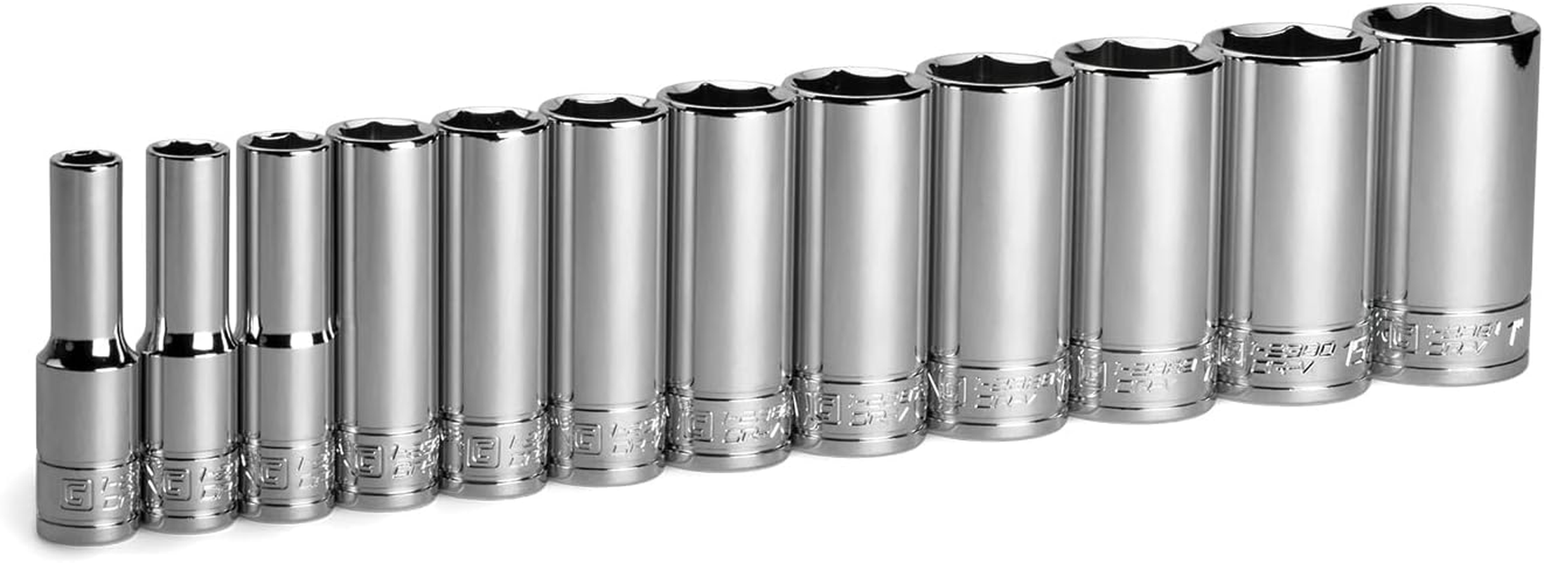 Capri Tools 3/8 In. Drive Shallow Chrome Socket Set, 6-Point, 8 to 22 Mm, 15-Piece image number 1