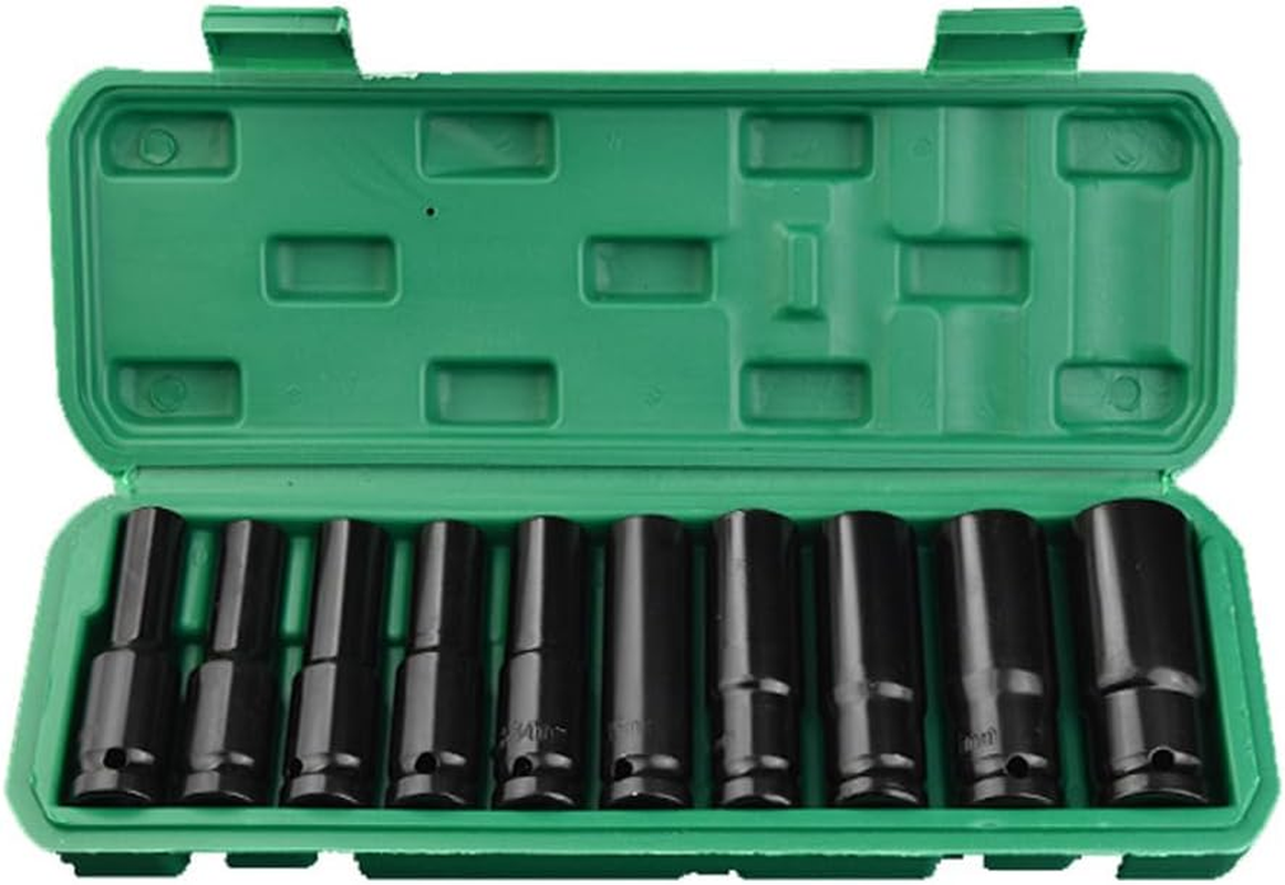 AIMALL 10PCS 1/2 Inch Deep Impact Socket Set, 10-24Mm CR-V Hex Sockets, Radius Corner Design, Heavy Duty Black Oxide Wrench Kit for Auto Repair & Maintenance image number 6