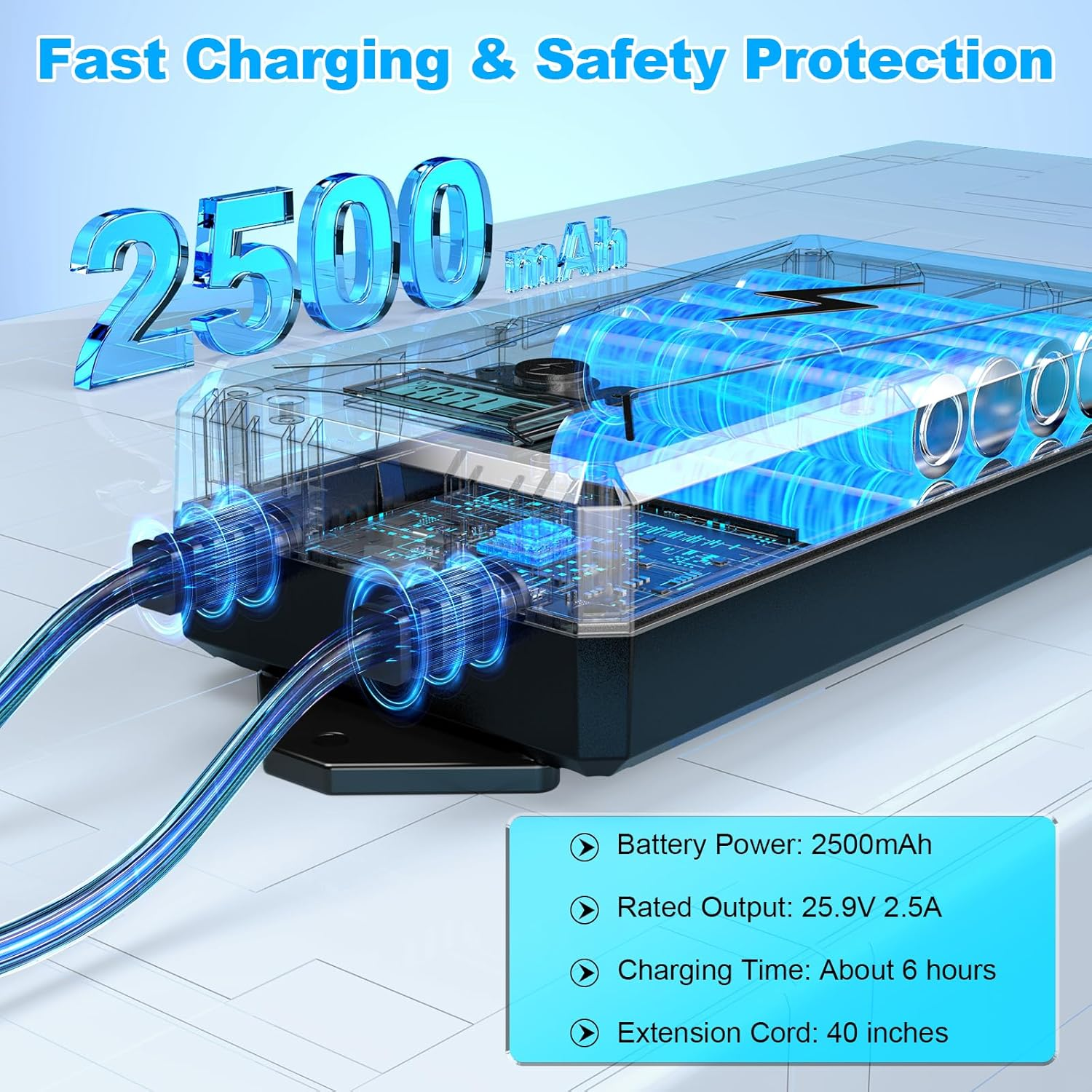 Battery Pack for Reclining Furniture,2500Mah Recliner Battery Packs Rechargeable 2 Pin, Universal Wireless Batteries for Reclining Furniture with Charger for Electric Recliner,Sofa,Couch,Lift Chair image number 3