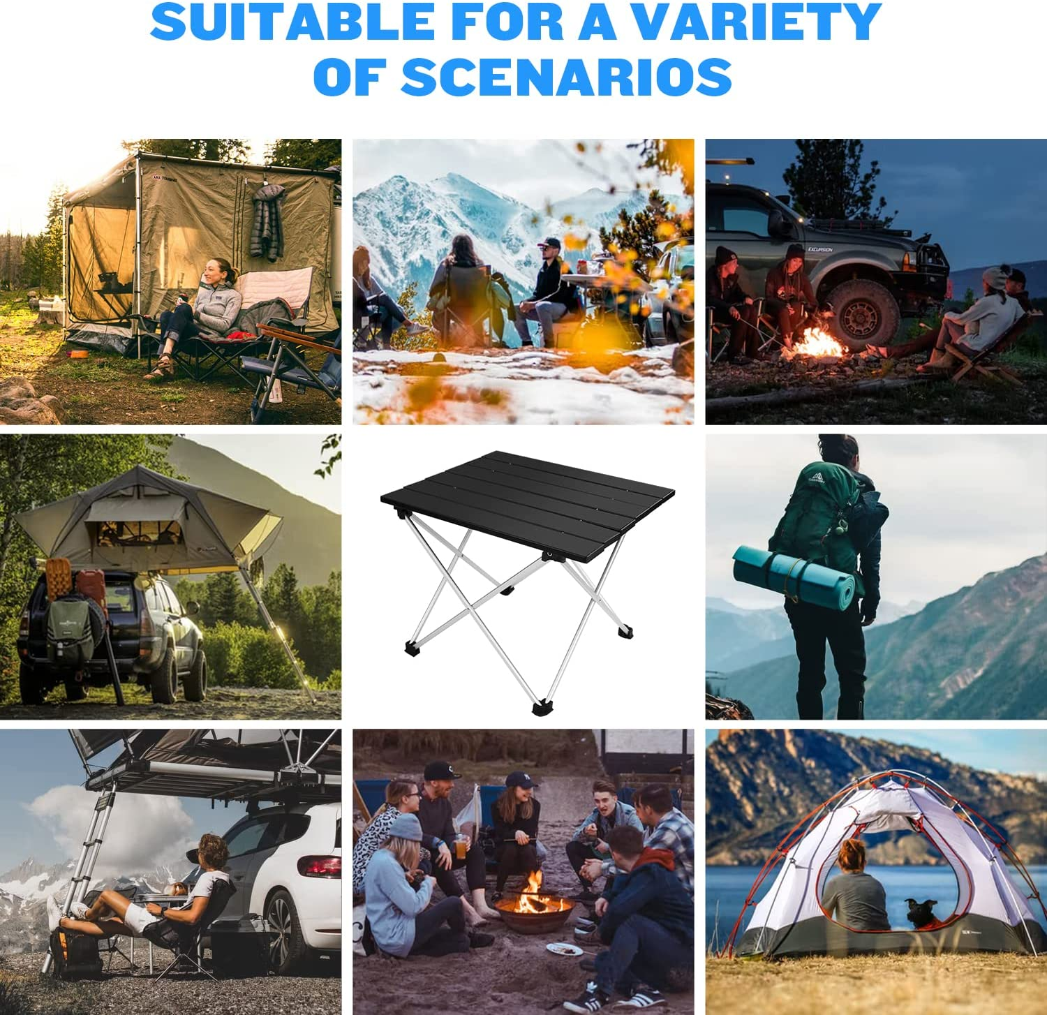 Folding Camping Table Portable Lightweight Beach Table for Sand Outdoor Foldable Side Table Ultralight Aluminum Picnic Table with Carry Bag image number 6