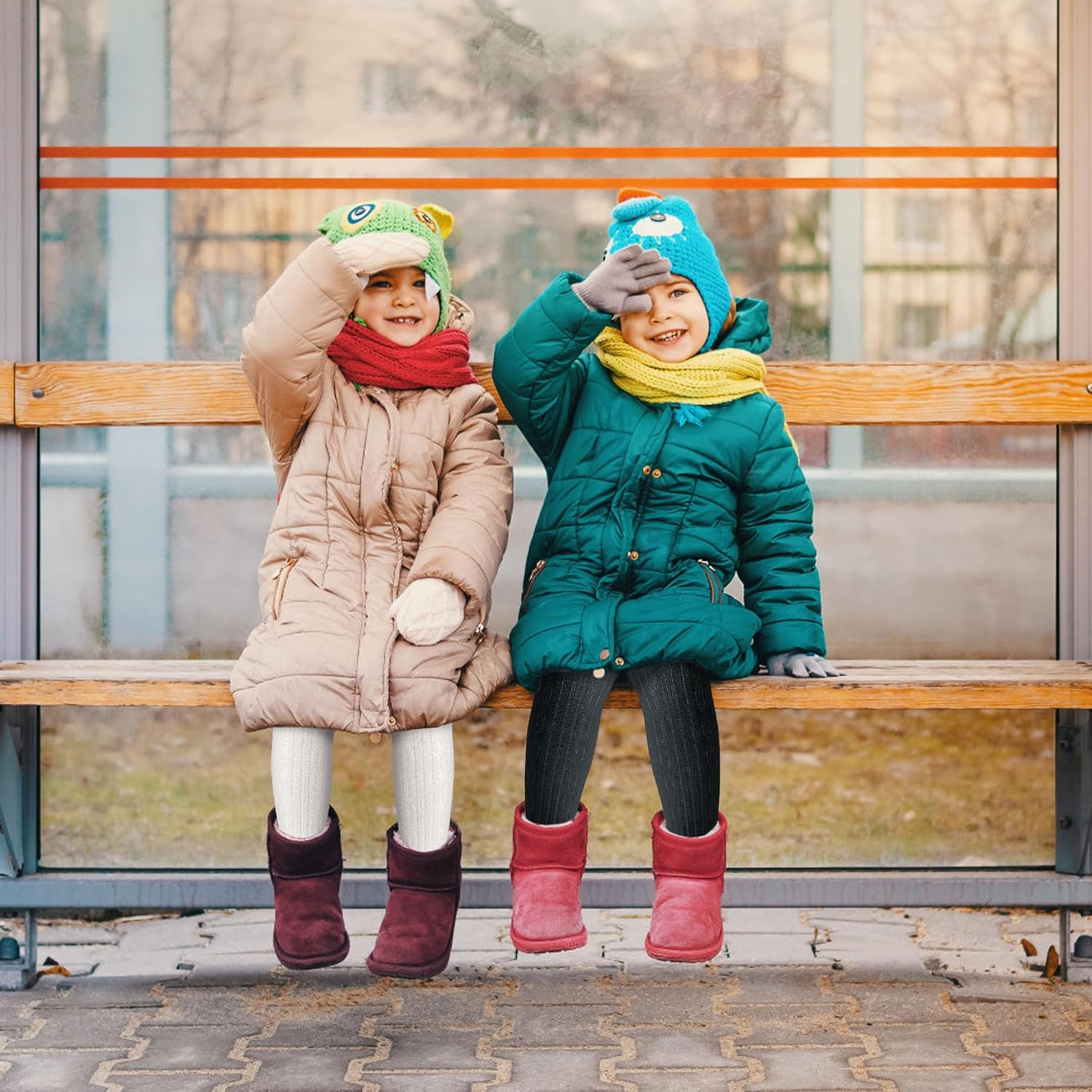 ZERULETS Baby Girls Boys Tights Cable Knit Girls Cotton Leggings Kids Thick Warm Pantyhonse Newborn Stockings 4 Pack for 6 Months-6 Years image number 3