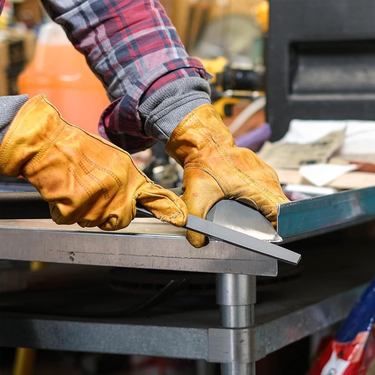 AIMALL 12" Flat Metal File Set with Soft Grip Handle, 3 Pieces, Precision Milled for Durable Cutting, Second-Cut Grade for Metal, Plastic, and Wood