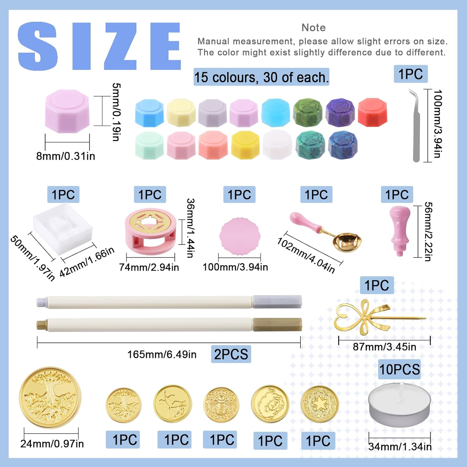 Glarks 467Pcs Wax Seal Stamp Kit, Wax Letter Seal Set with Colorful Wax Seal Beads, Wax Seal Spoon, Bear Shaped Wax Seal Mold, Candles for Envelope Letter Wedding Invitation Decor