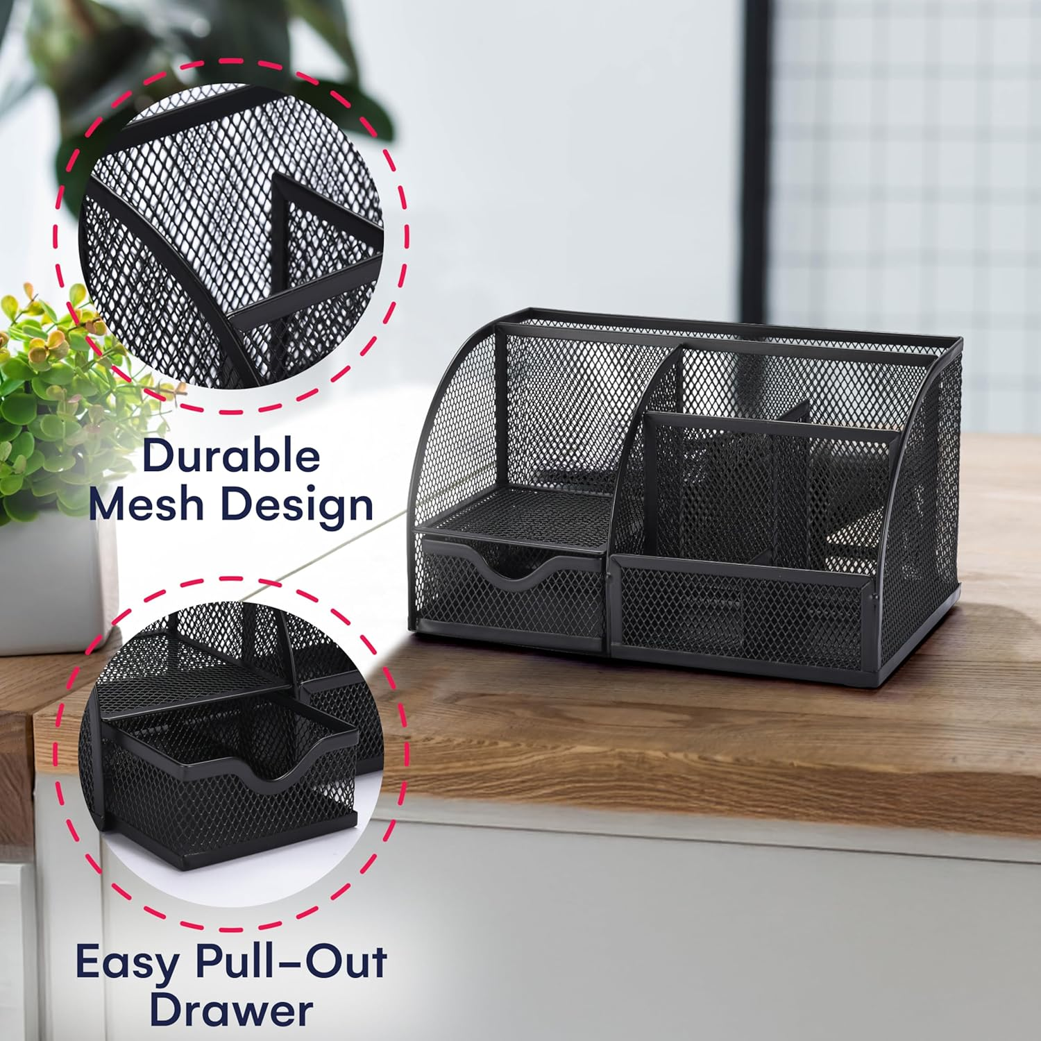 Office World Metal Desk Organiser Space Saving for Office, School and Room - Durable and Stylish Storage Organiser - Desk Accessories