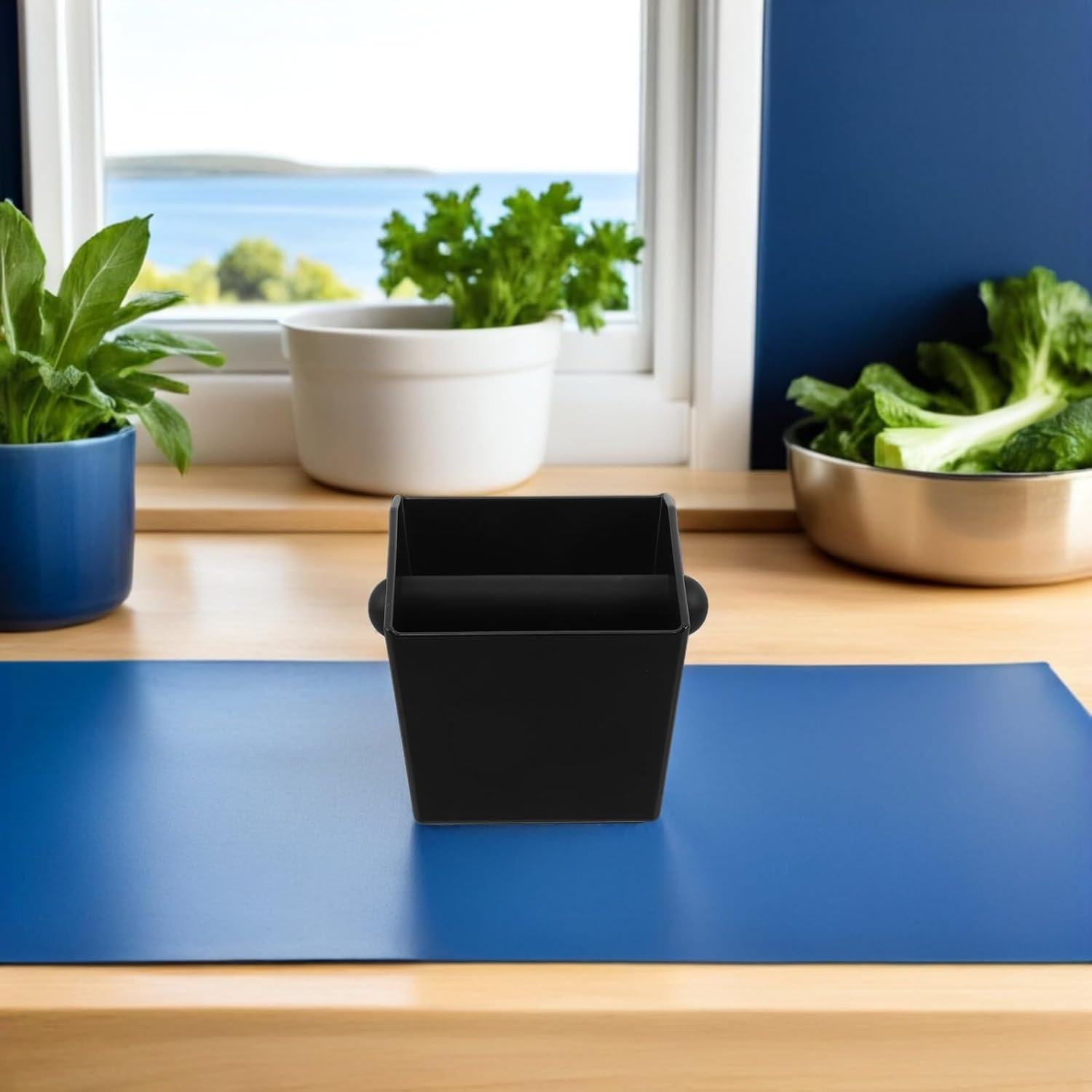 Toyvian Coffee Knock Box for Espresso Grounds with Detachable Knocking Rod Non-Slip Base Black Coffee Waste Bin Suitable for Home and Office image number 2