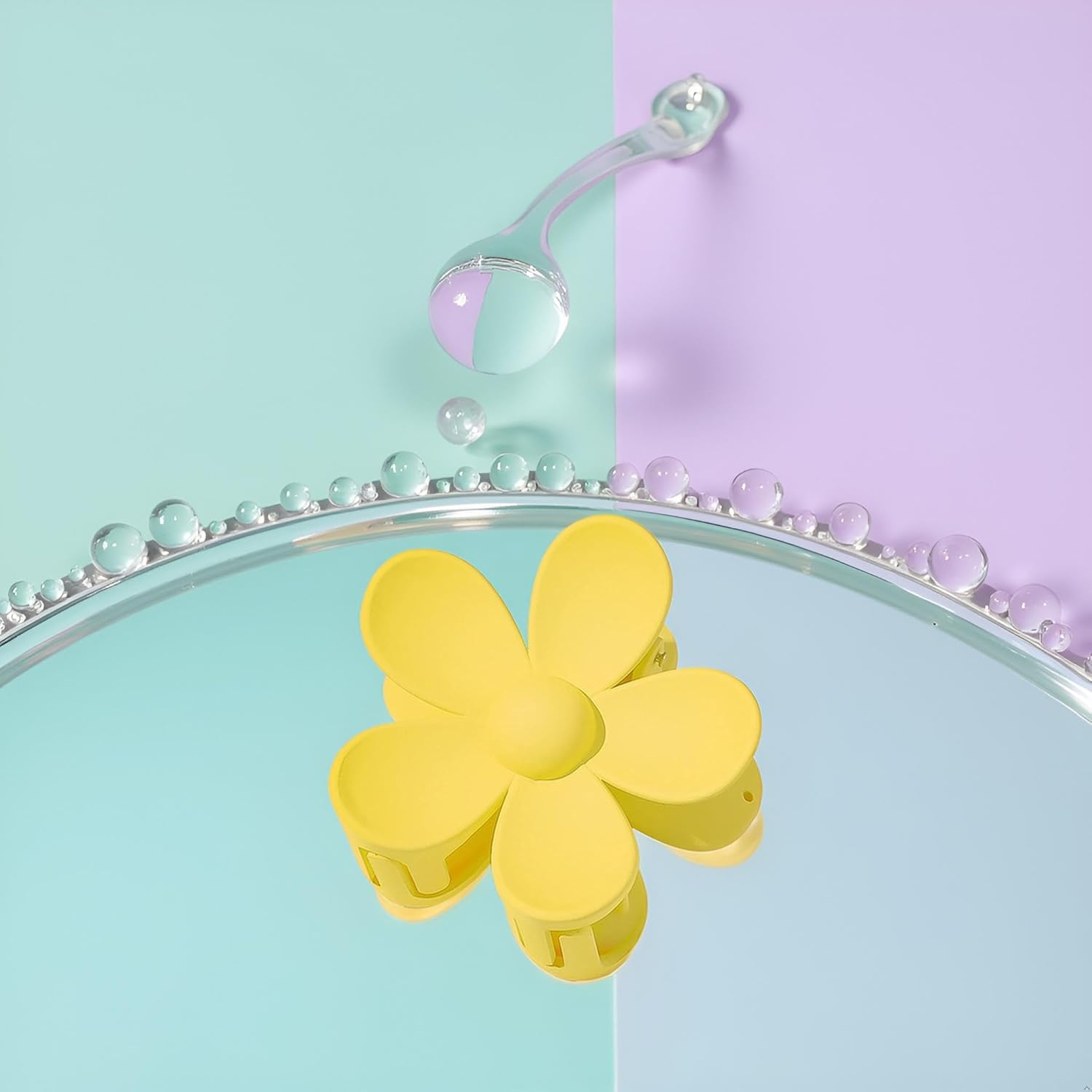 Yellow Hair Claw Clips Flower Shaped Plastic Jaw Clips Anti-Scratch Smell-Less Useful Hold Tightly Light Clips and Barrettes image number 5