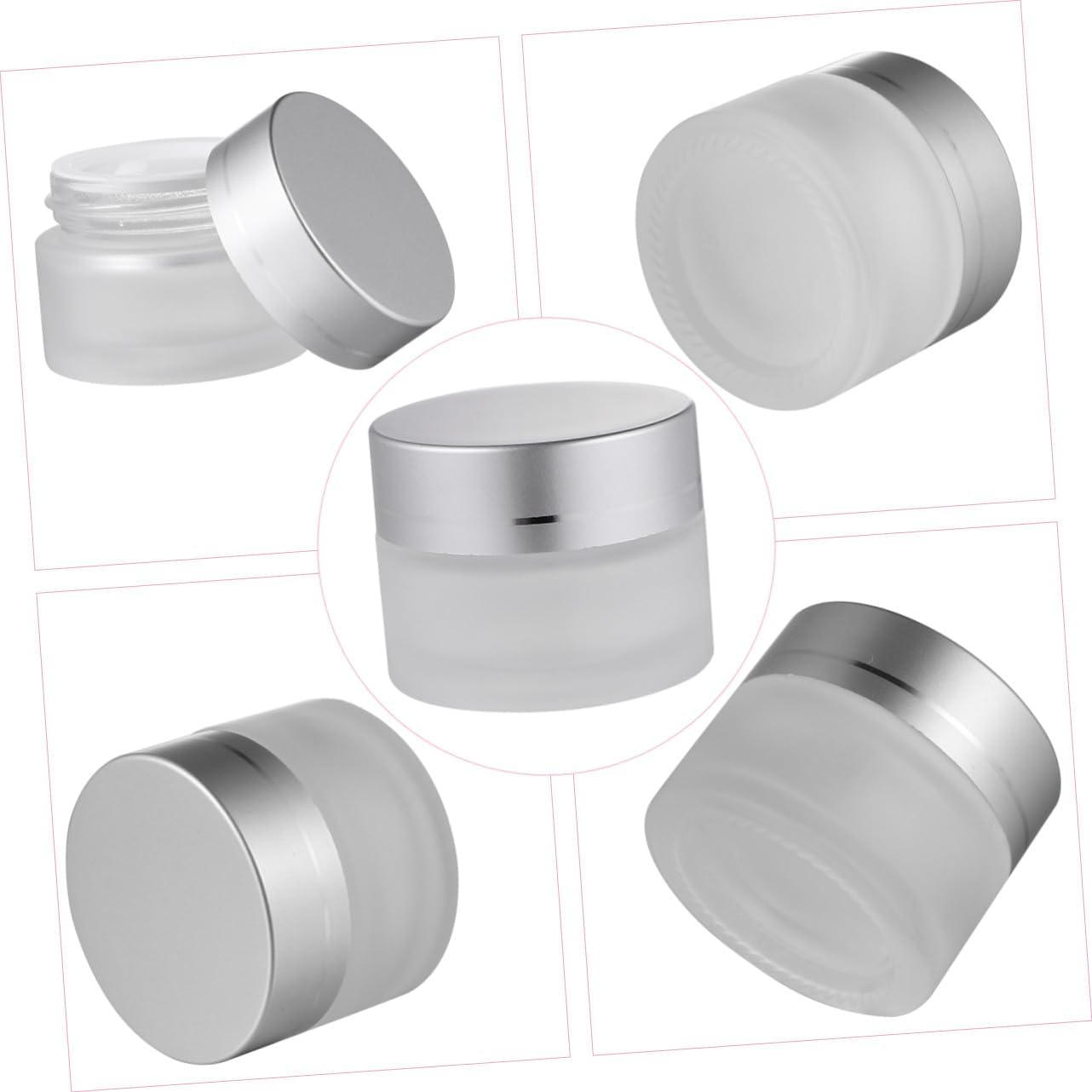 OATIPHO 6Pcs Glass Cream Bottle Ground Jar Makeup Containers Portable Jar for Bathroom Storage Skincare Storage image number 6