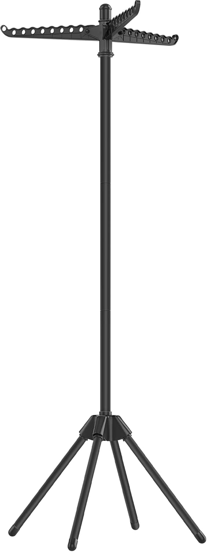 SONGMICS Clothes Airer, Clothes Drying Rack with 3 Rotatable Arms for Hangers, 4-Leg Indoor Folding Laundry Rack, Stainless Steel, for 27 Pieces of Clothes, 150 Cm High, Black LLR510B01