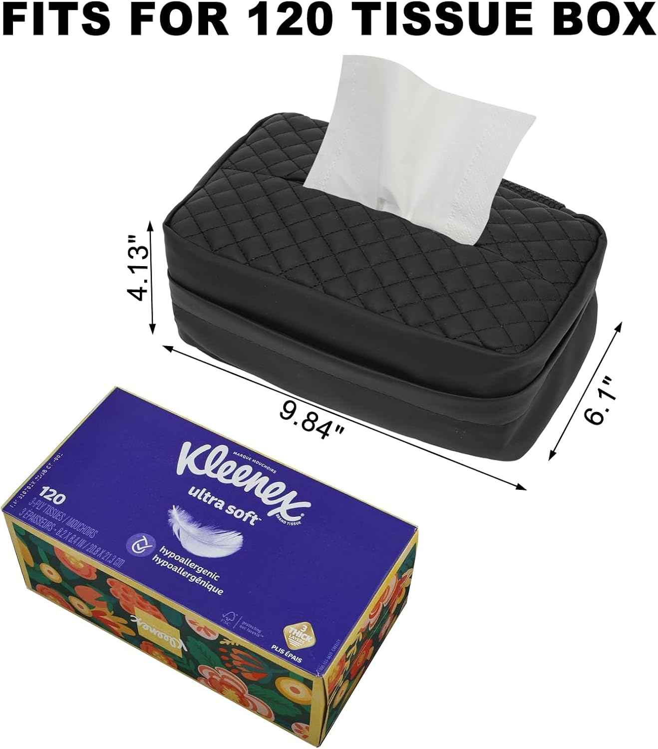Large Car Tissue Holder, Car Napkin Holder Fit 120 Standard Size Tissue Box - Facial Napkin Container for Auto Headrest, Automobile Paper Towel Dispenser Better for Standard Size Towel Boxes - Black image number 5