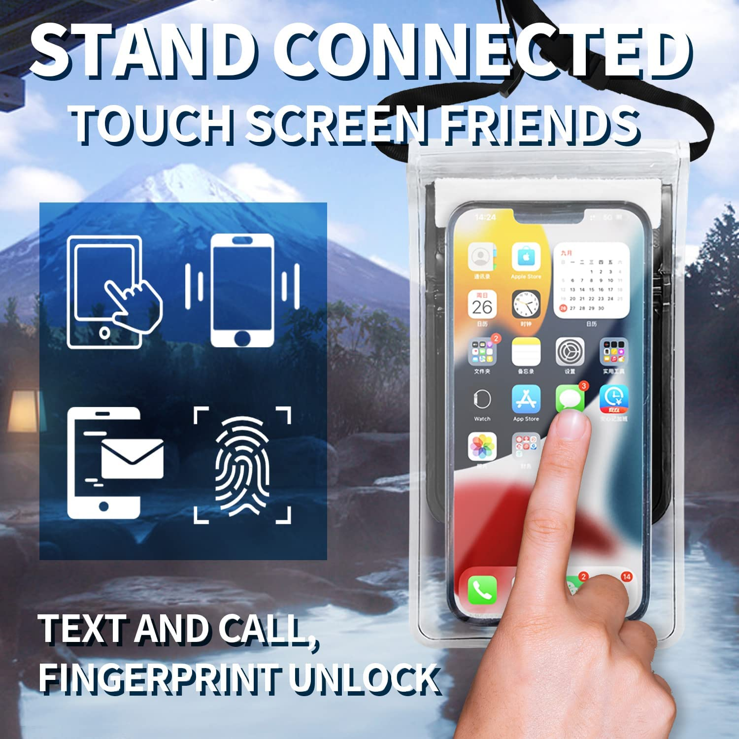 Oreunik Waterproof Phone Pouch [2-Pack], Waterproof Case Dry Bag for Iphone 14/13/12 Pro MAX Samsung Galaxy S22/S20 Ultra S11/S10 up to 8 Inches, Screen Touch Sensitivity, 2 Layer Design Pocket, Black image number 5