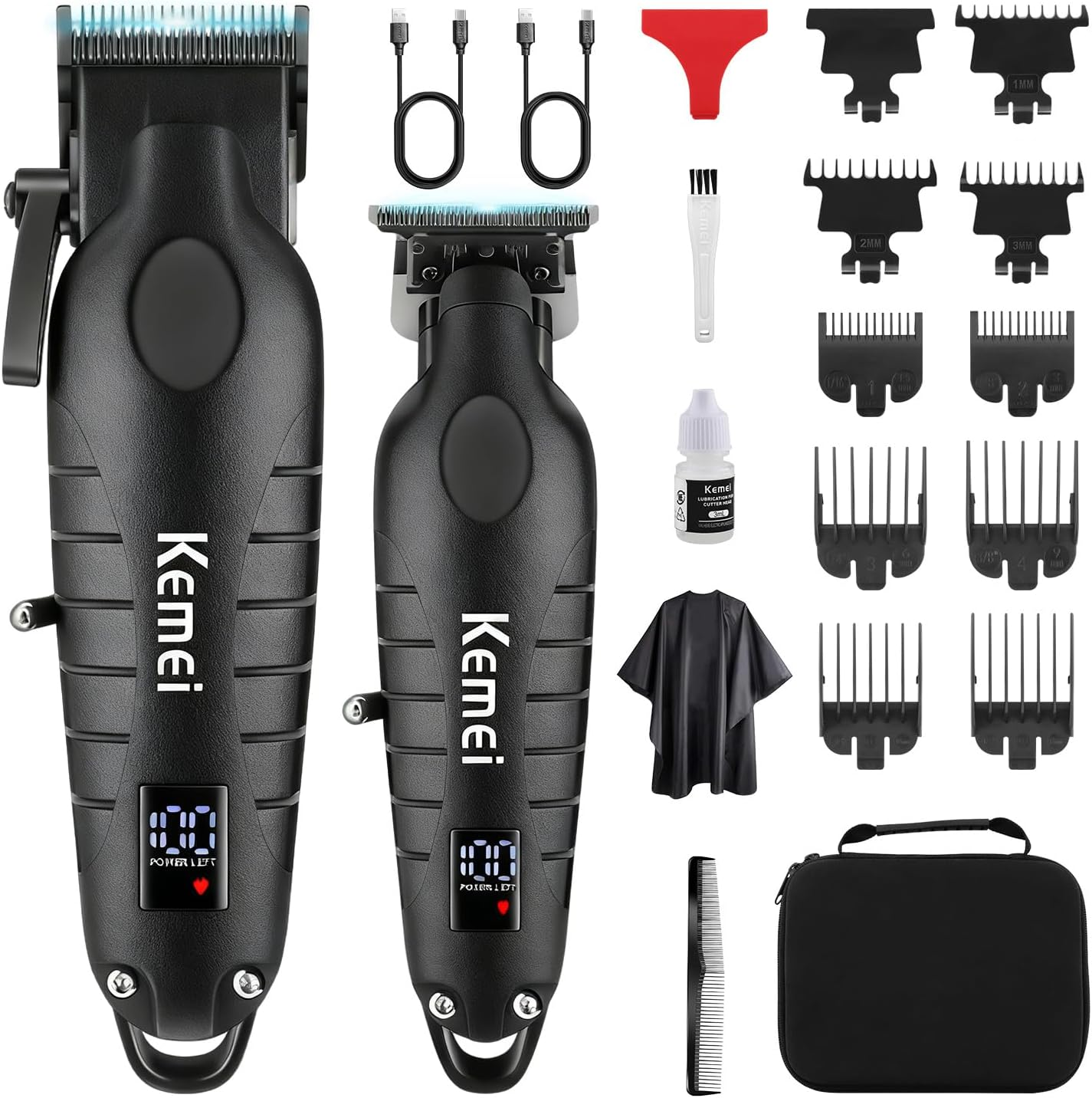 KEMEI Professional Hair Trimmer and Trimmer Set, Electric Hair Trimmer for Men, Cordless Barber Clippers Trimmer, Zero Gap T-Blade Hair Trimmer, Wireless Rechargeable image number 4