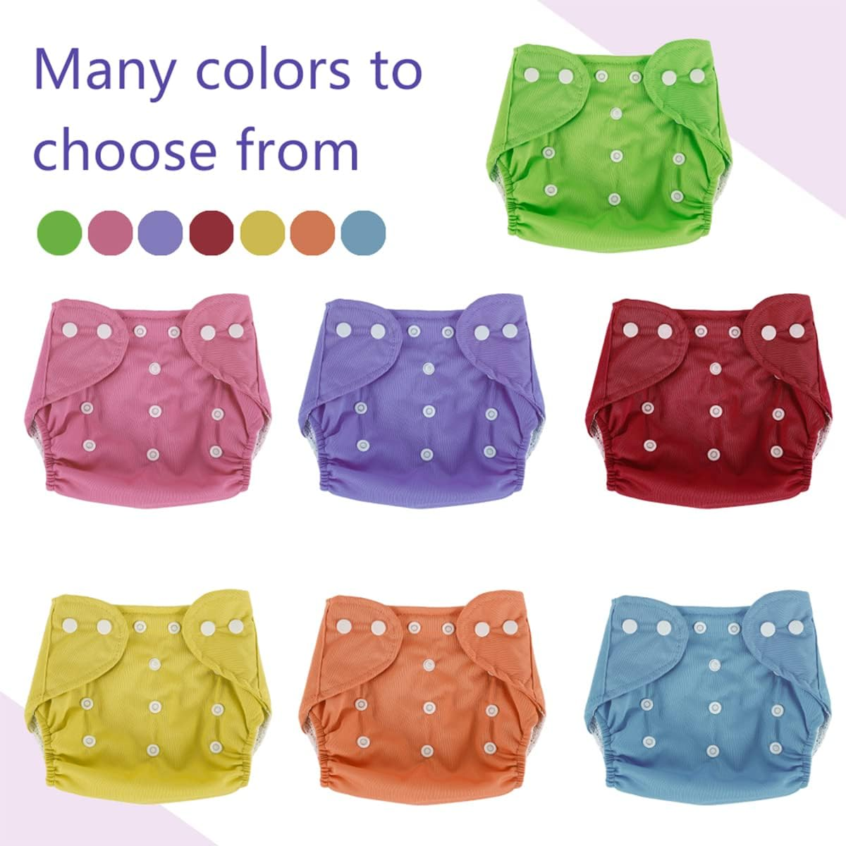 7Pcs Baby Nappies Baby Diapers Newborn Reusable Cloth Nappy Diapers Washable Nappy Cloth Diaper Cover Baby Adjustable Nappies Infant Knitted Mesh Fabric Training Pant for Most Babies and Toddlers L image number 4