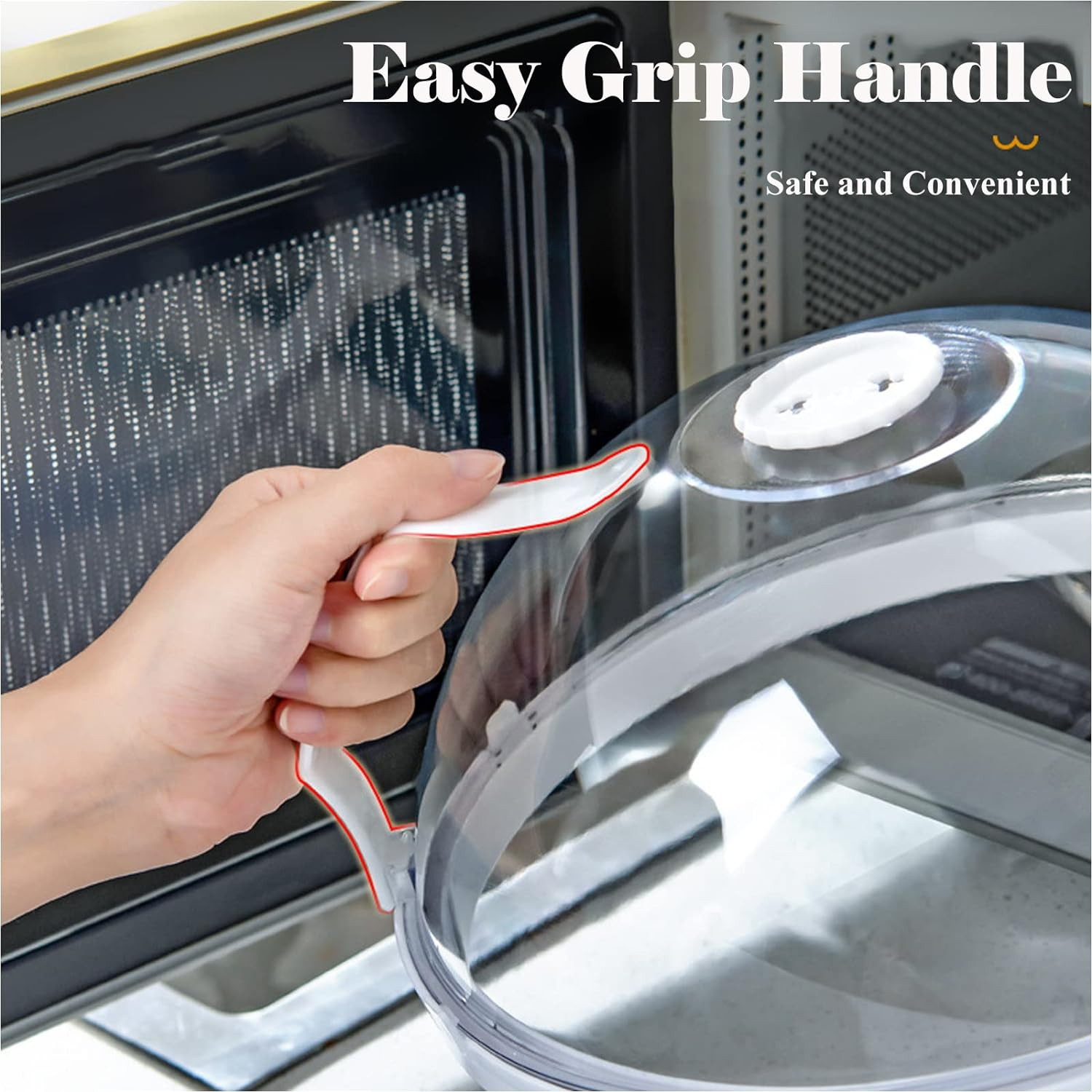 Microwave Splatter Cover for Food,Clear like Gla Microwave Splash Guard Cooker Lid,Dish Bowl Plate Serving Cover with Steam Vent,Bpa-Free,Saft Plastic,10.5 Inchs Green image number 3