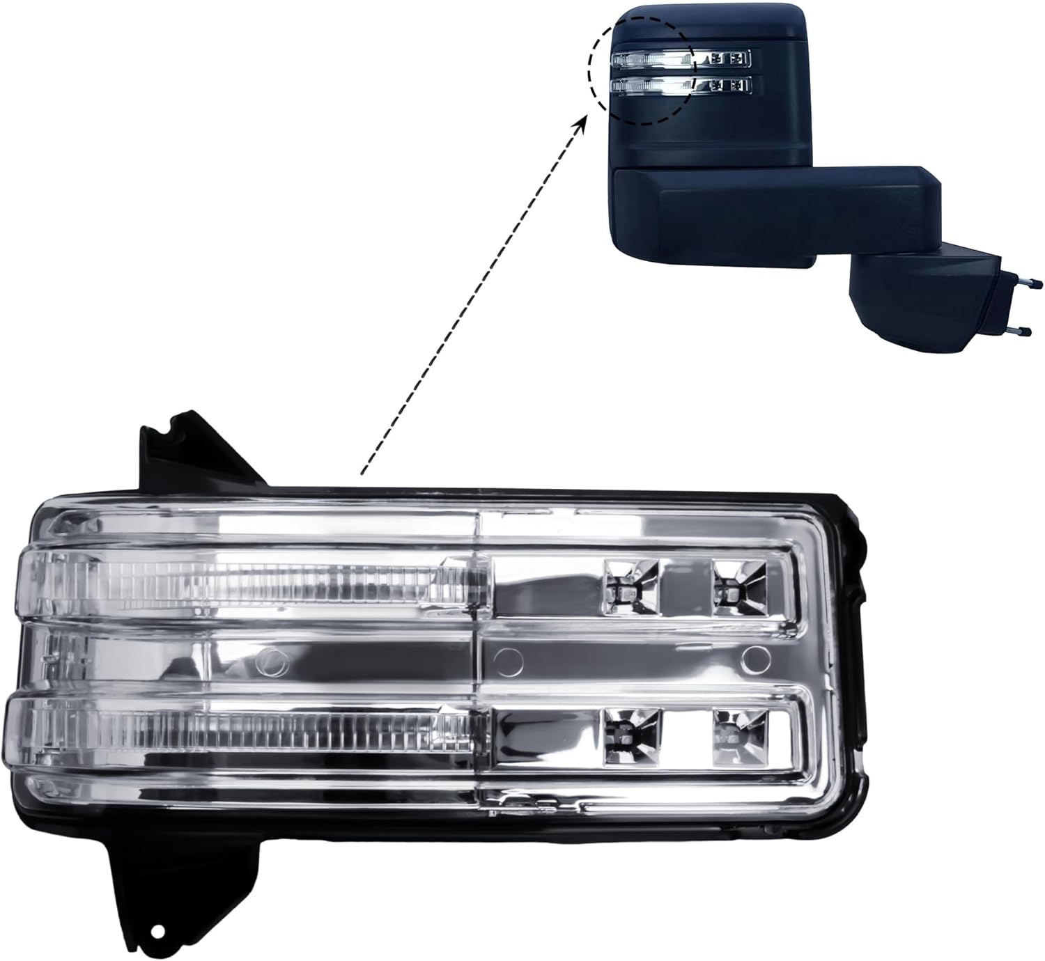 Replacement Passenger Right Side Door Towing Mirror Turn Signal Light Lamp Indicator with DRL for Chevrolet Silverado GMC Sierra 1500 2500HD 3500HD from 2019 to 2024 image number 6