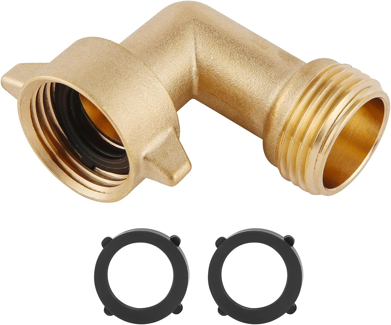 90-Degree Hose Elbow for Rvs &mdash; Solid Brass Construction, Features Convenient Easy Grip Connector,For RV Water Hoses, Residential Outdoor Faucets, & More &mdash; 1-Pack image number 5