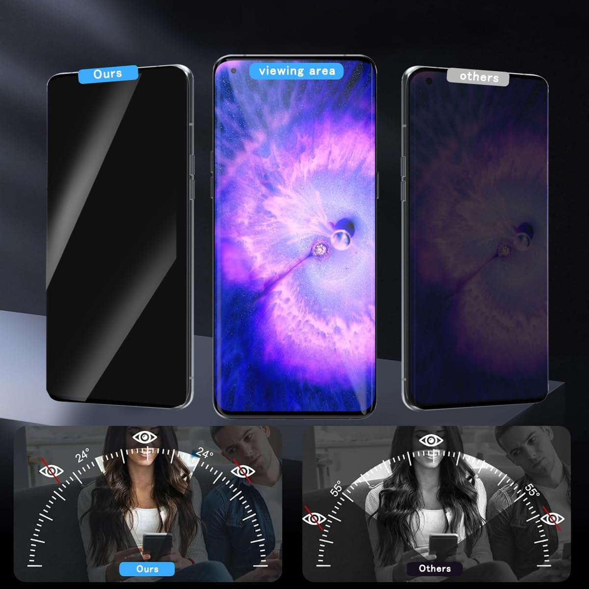 Rnnmeeko Privacy Screen Protector for Oppo Find X5 Pro, Anti-Spy Soft TPU Film, Tempered Glass Screen Protector image number 4