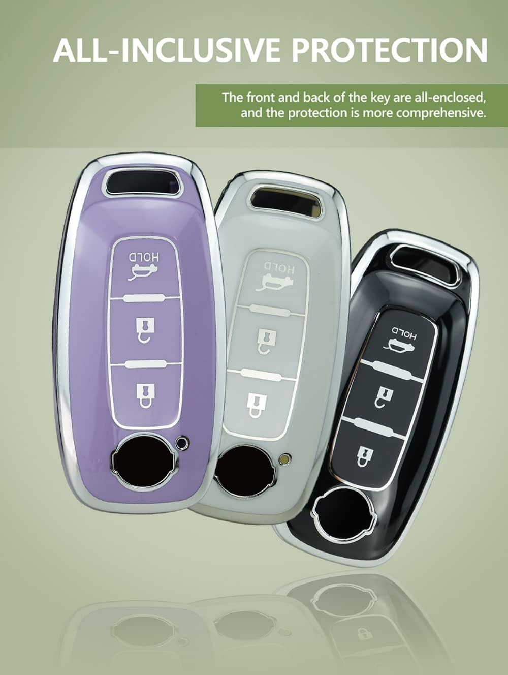 Ontto TPU Car Key Case Fit for Nissan Qashqai Altima Teana Ariya X-Trail T33 Qashqai J12 2022 2023 Smart Key Box Key Shell Key Holder Keychain Accessories Protector 3 Button - A-White image number 7