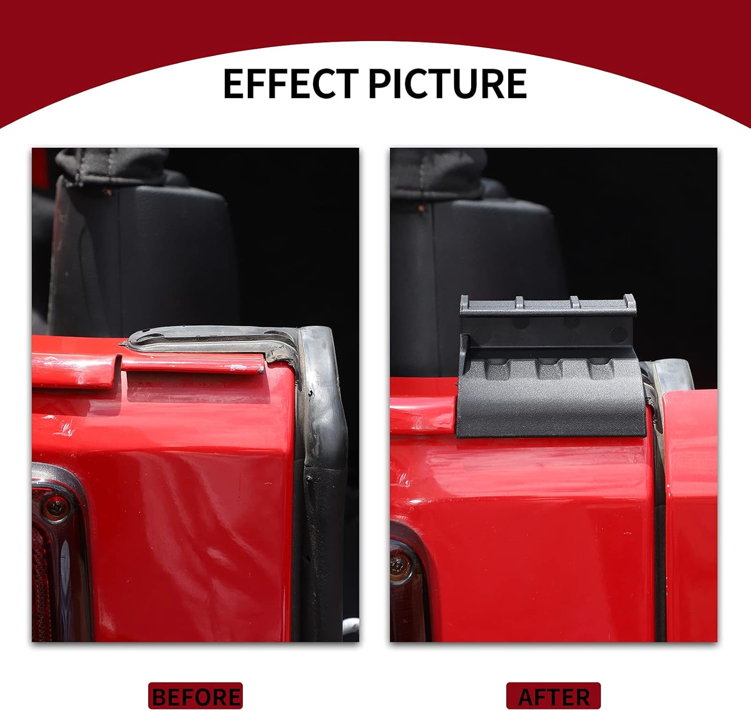 2PCS Soft Top Rear Window Clips Retainer Brackets Tailgate Bar Holders for 2007-2018 Jeep Wrangler JK JKU image number 4