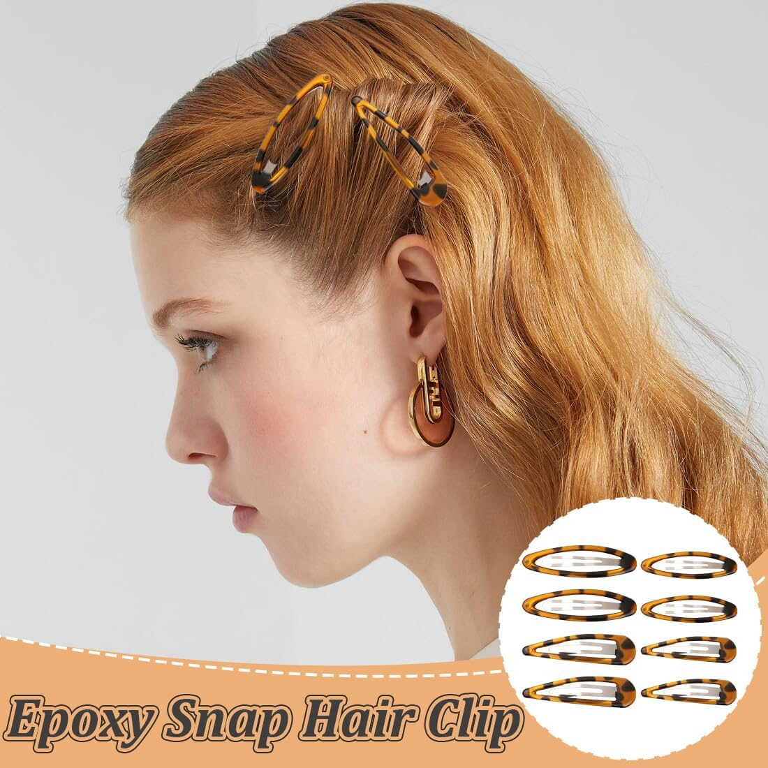 Women'S Thin Hair Clips, 8 Pieces, Metal Women'S Hair Clips, Non-Slip Hair Clip, French Tortoiseshell Look, Double Handle Snap image number 4