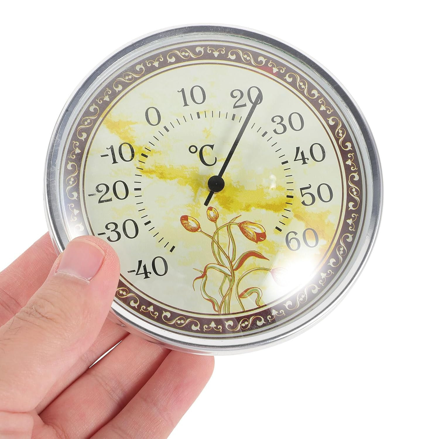 VICASKY High Precision Indoor Wall Thermometer with Tulip Pattern Accurate Temperature Gauge for Nursery Sauna and Home Use Read Hanging Design Temperature Monitor image number 5