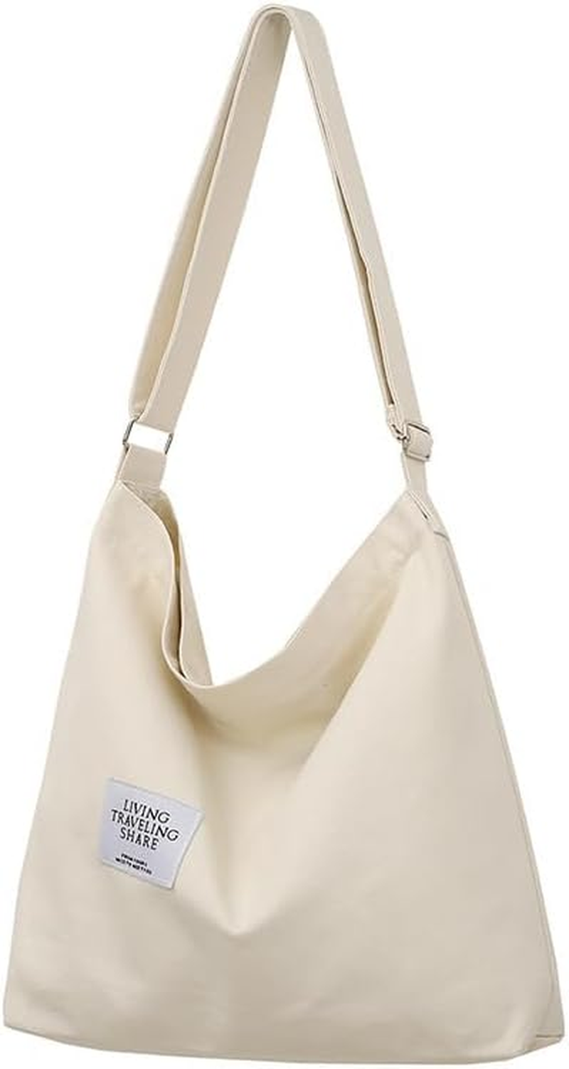 Canvas Tote Bag for Women Retro Large Size Canvas Shoulder Bag Hobo Crossbody Handbag Casual Tote for Shopping and Travel