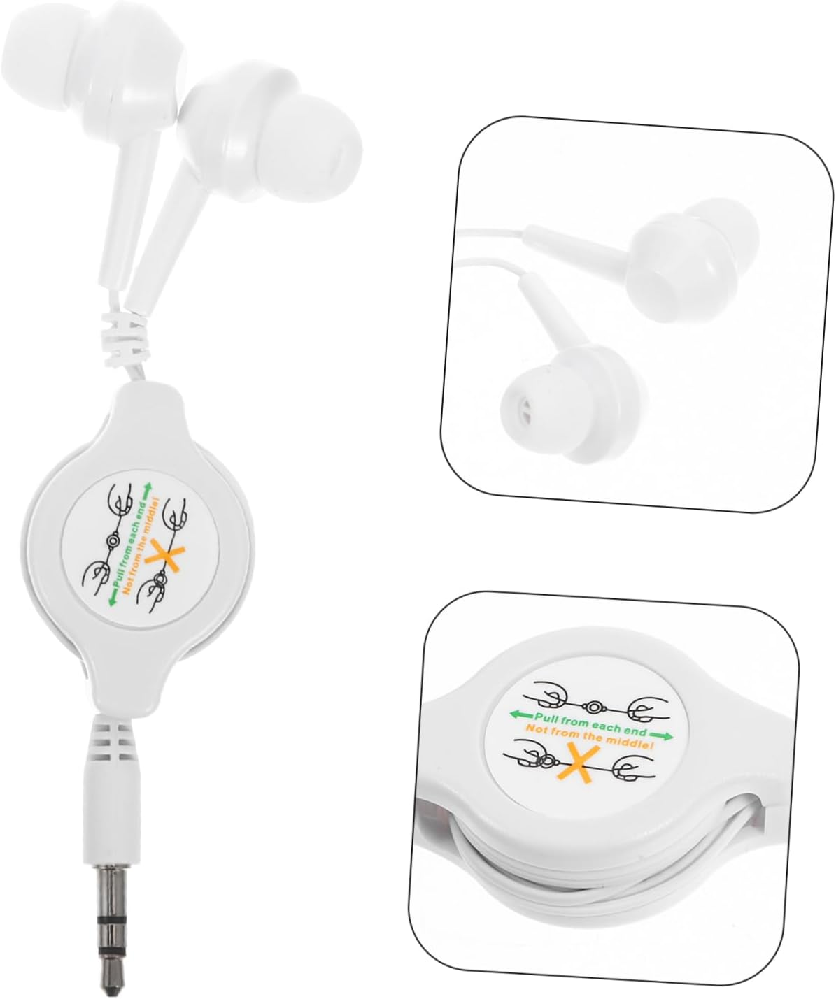 LALAFINA 3Pcs Retractable Earphone Compact In-Ear Earbuds Retractable Cable for Wired Listening Lightweight Design for Travel for Players and Smart Devices image number 4