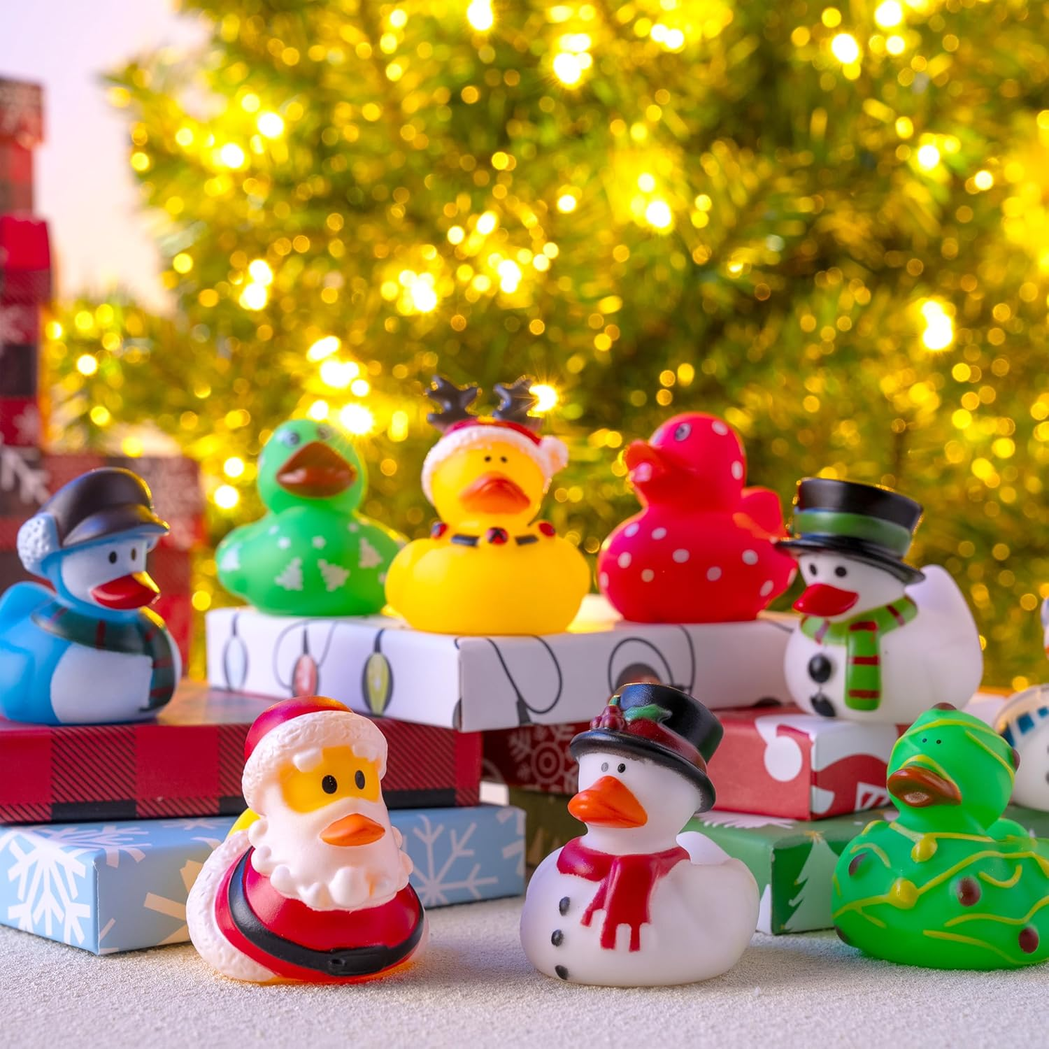 JOYIN 24 PCS Christmas Ducks Baby Bathtub Toys, Assorted Xmas Rubber Duckies for Kids Gifts, Ducky Toddler Bath Toys Rubber Duck Bulk for Stocking Stuffers Party Favor Baby Shower Pool Toys image number 4