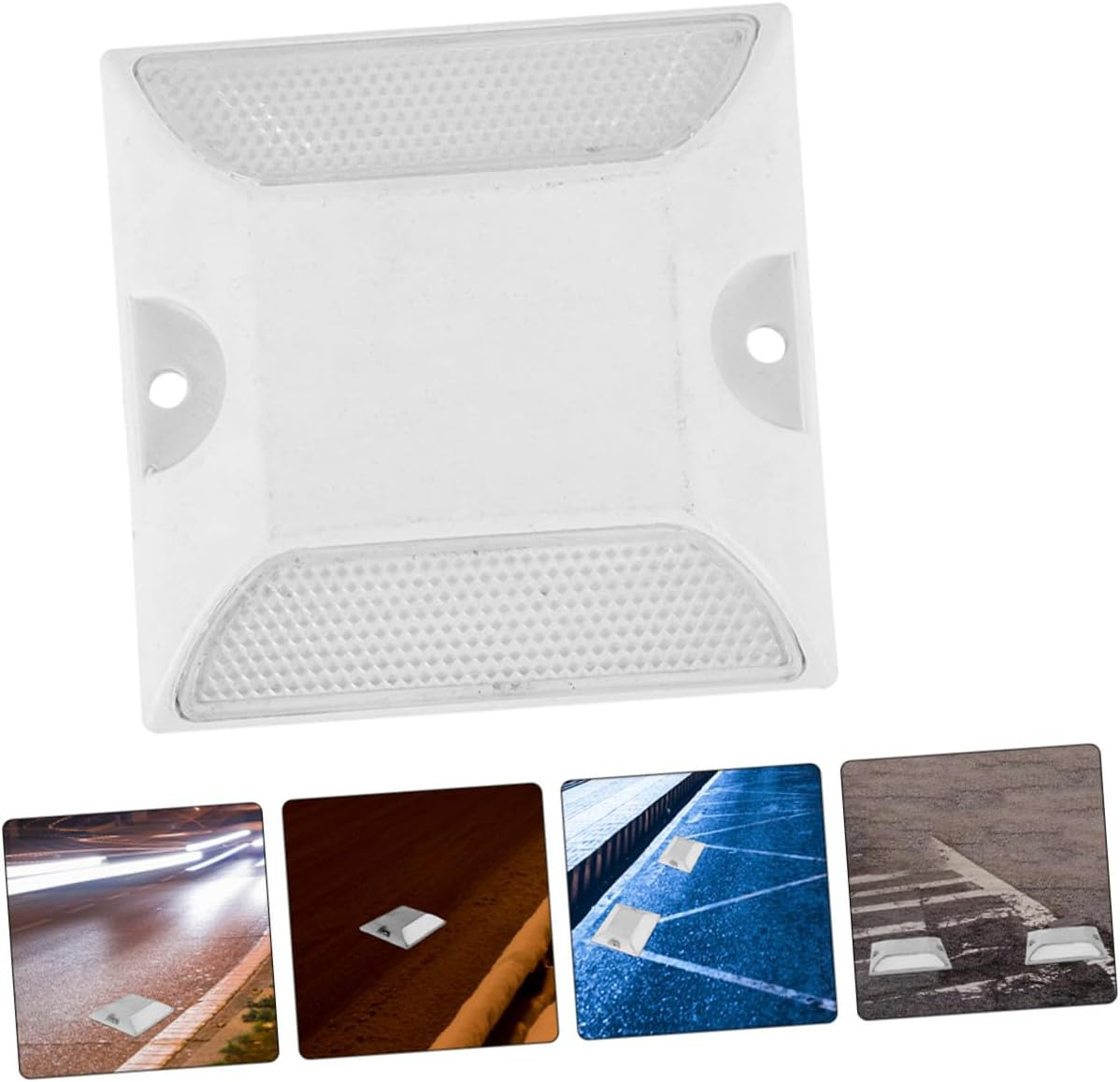 GANAZONO 4Pcs Reflective Lane Markers Plastic Road Reflectors for Driveway and Pavement Safety Night Visibility Asphalt Studs for Sidewalks and Speed Bumps image number 1