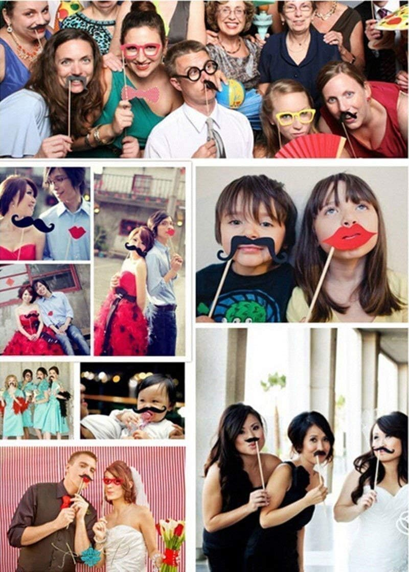 Valentine&rsquo;S Day Photo Booth Props 35 PCS DIY Funny Disguise Props Valentines Day Decorations with Love Banner - Valentines Photography Props Wedding Photo Props image number 2