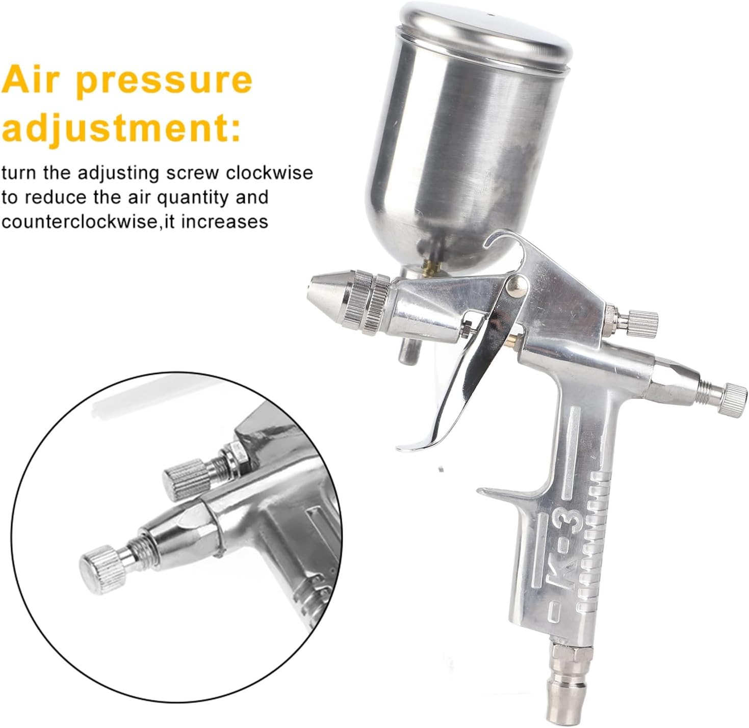 125 Ml Spray Gun, 40 PSL Mini Pneumatic Spray Gun with 0.5 Mm Nozzle for Car Spray Paint, Wood Spray Paint, image number 6