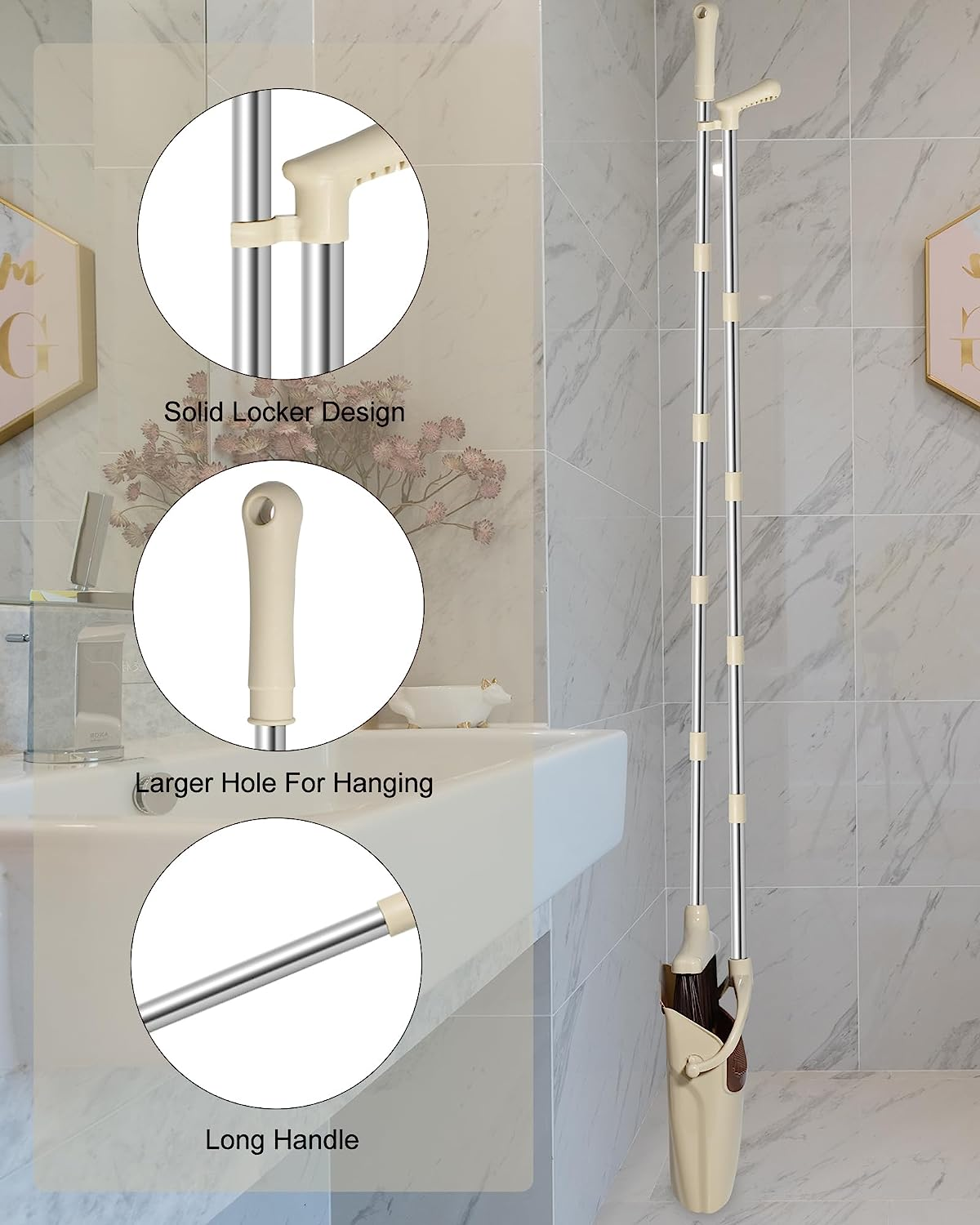 Extendable 137CM Indoor Broom and Dustpan Set - Complete Cleaning Solution for Kitchen and Floors | Long Handle Standing Dustpan and Broom Set for Effective Cleaning and Home Maintenance image number 4