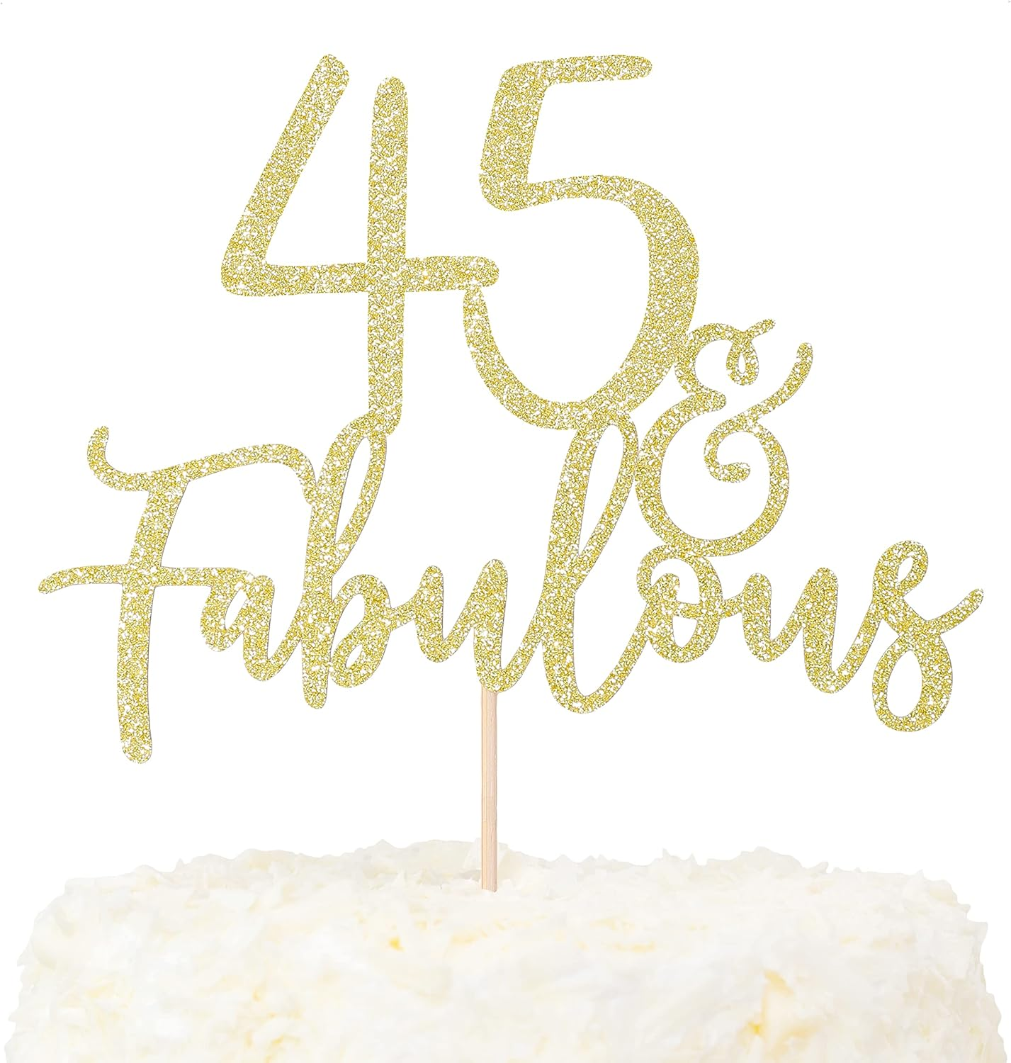 LOVENJOY Cake Topper 65Th and Fabulous Birthday Cake Decoration Gold Glitter 65Th Cake Topper for 65Th Birthday Party Cake Decoration image number 1