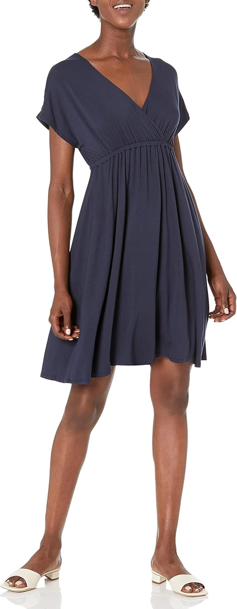 Amazon Essentials Women'S Surplice Dress (Available in plus Size), Navy, 1X