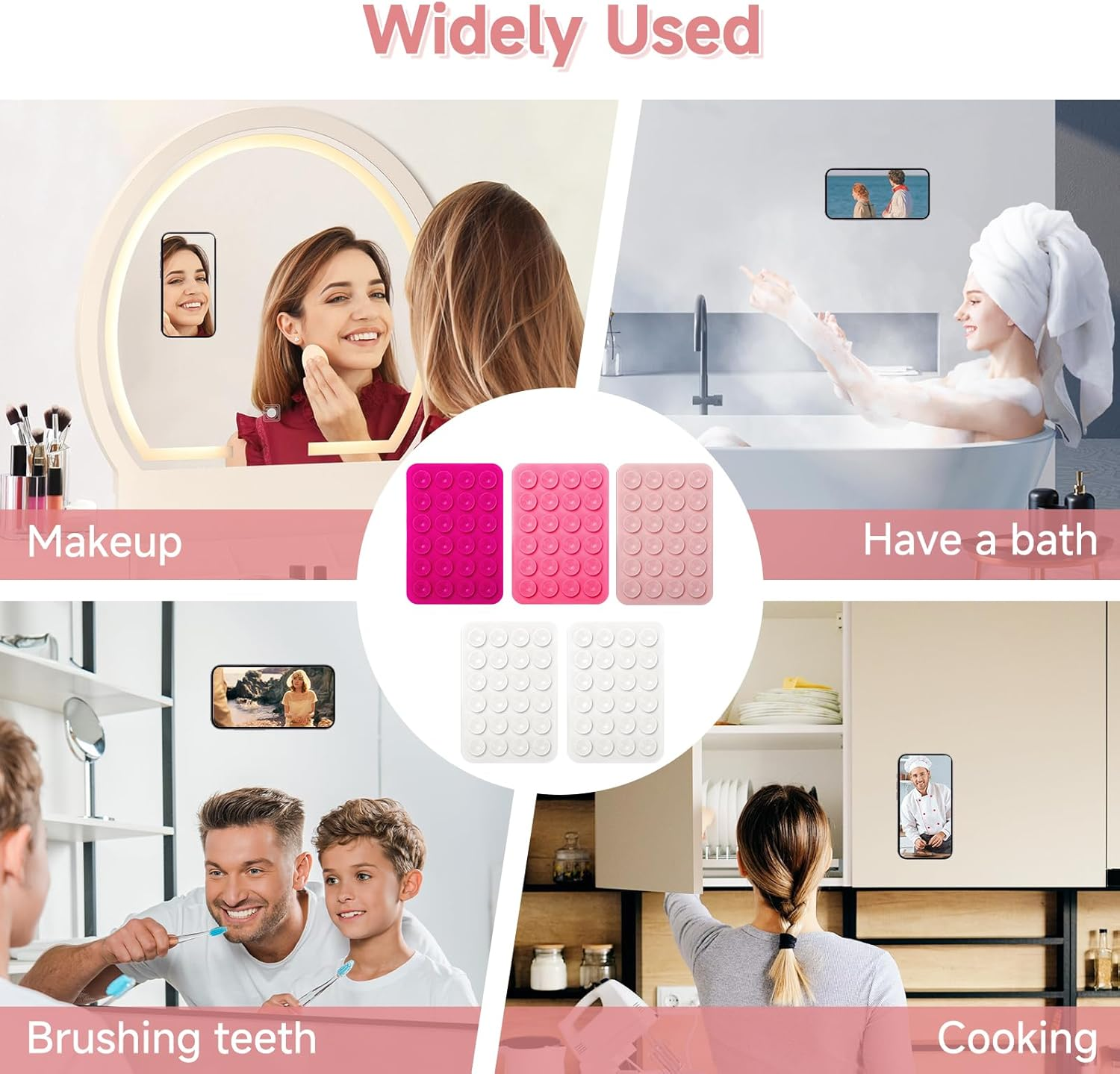 Havenease-5-Piece Double-Sided Phone Suction Cup Set - Reusable Hands-Free Case Accessories for Home, Kitchen & Gym image number 5