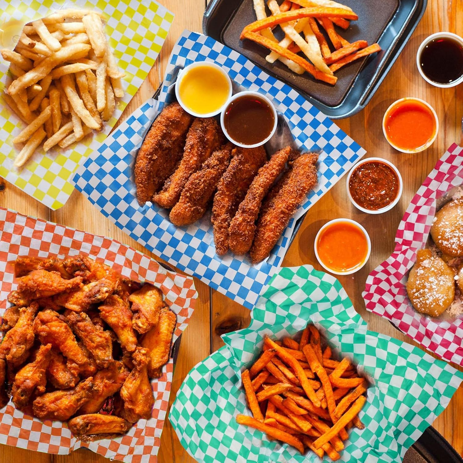 120 Sheets Variety Pack Checkered Dry Waxed Deli Paper 12X12 Inch Sandwich Paper Liners, Food Basket Liners Wax Deli Wrap Wax Sheets for Wrapping Bread and Sandwiches image number 3