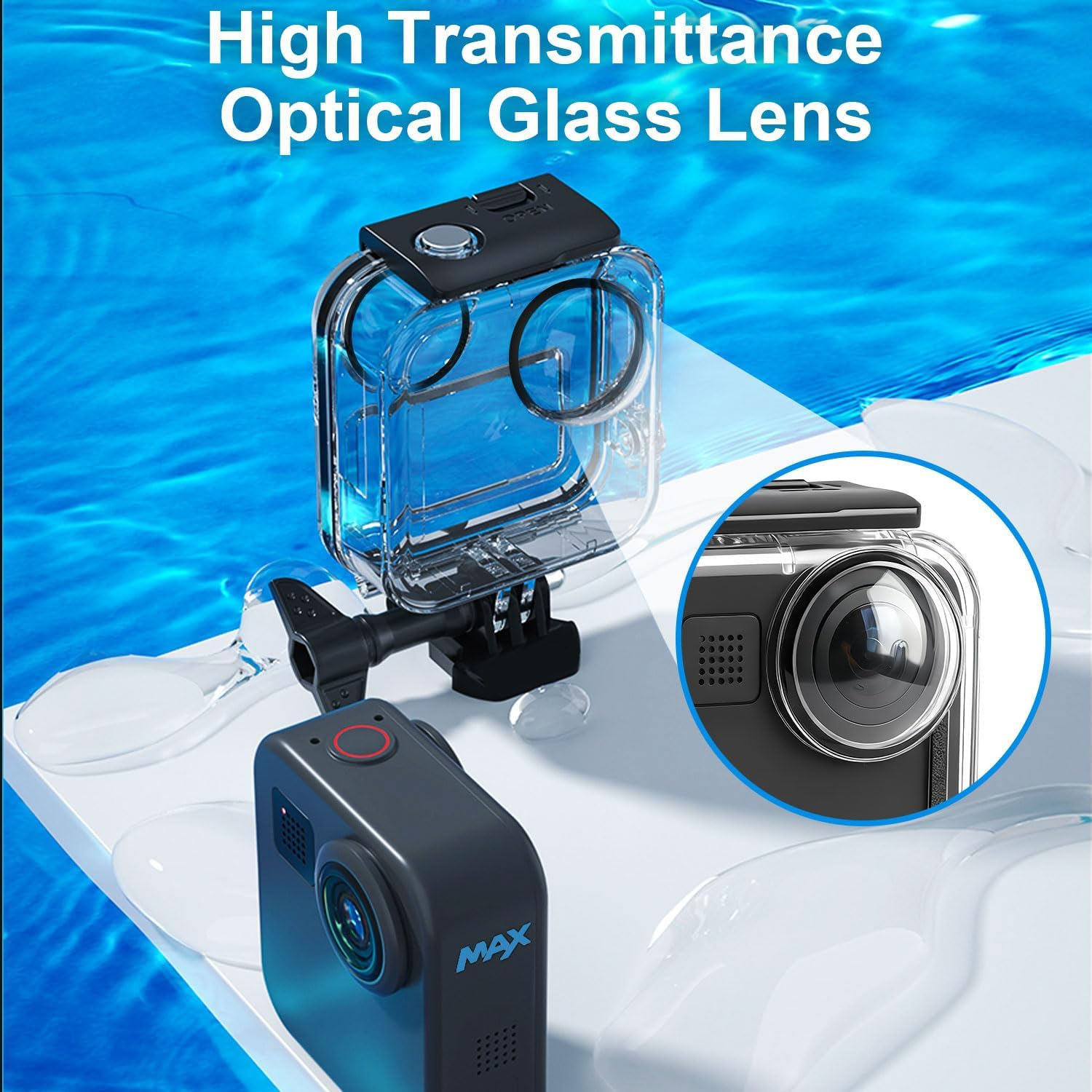 Fitstill 147FT/45M Underwater Waterproof Diving Case Only for Go Pro MAX 360 (2025),Anti-Scratch Invisible Dive Protective Cover Shell Housing with Bracket Mount Accessory(Not for MAX2&MAX 2019) image number 1