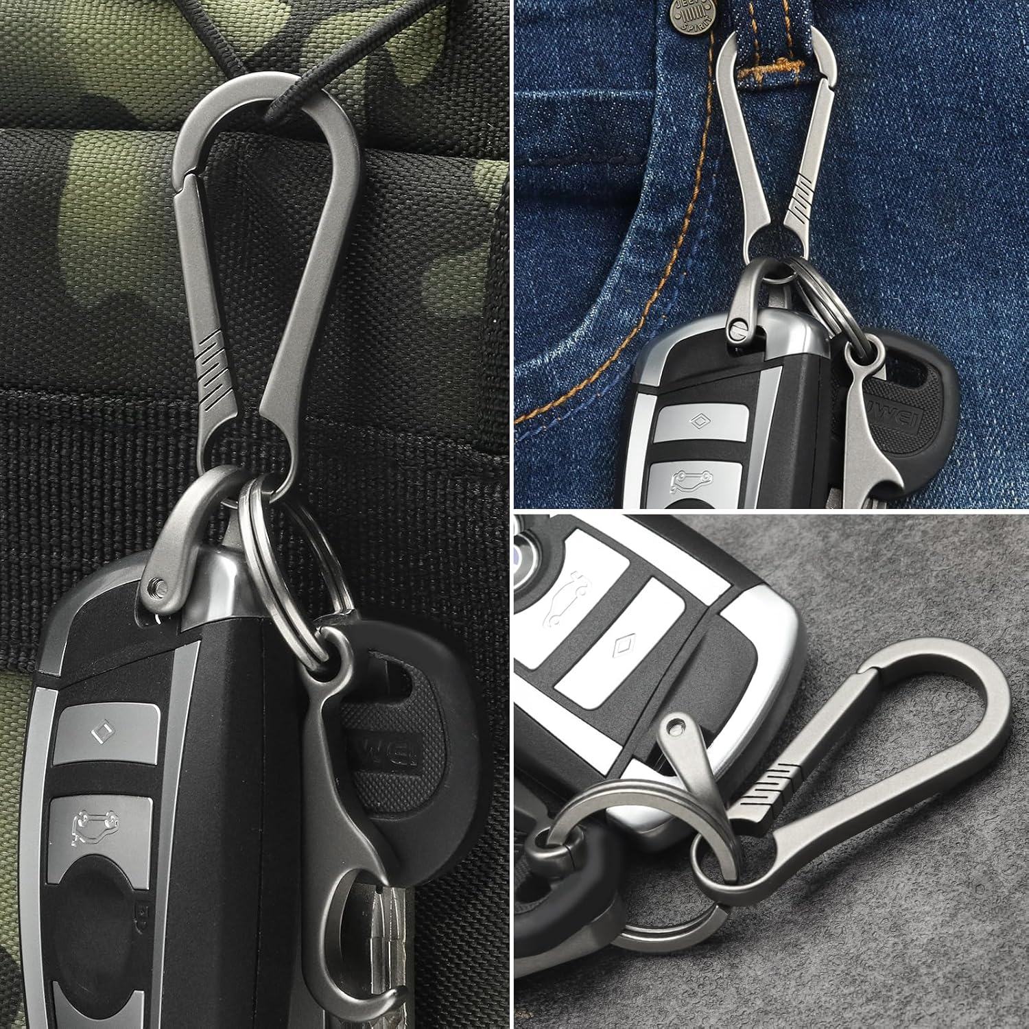 Titanium Carabiner Keychain Clip, Minimalist Keychain Key Clip EDC Quick Release Hooks image number 4