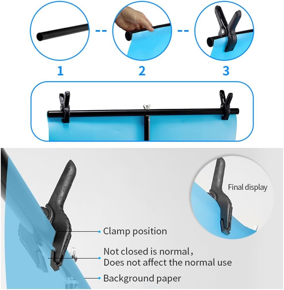 Adjustable T-Shape Backdrop Stand Kit Photo Background Screen Photography with Two Clamp (0.7 * 0.8 M / 2.3 * 2.62Ft) image number 3