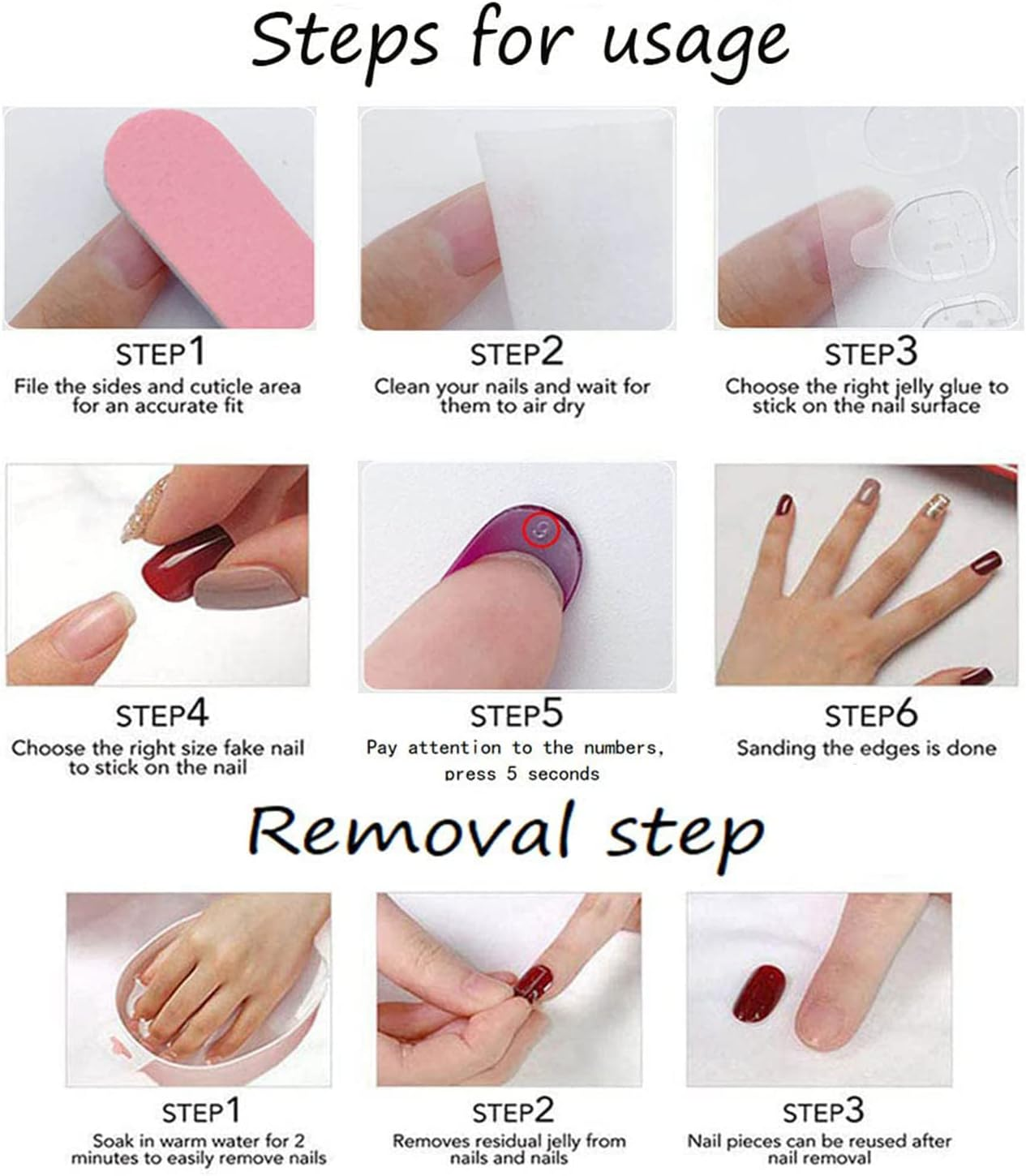 Medium Length Press on Nails, Artificial Acrylic Fake Nails for Women, 24PCS Full Cover Reusable False Nails Kits, Abstract Face Nails Design, Glue on Nails Fake Nails