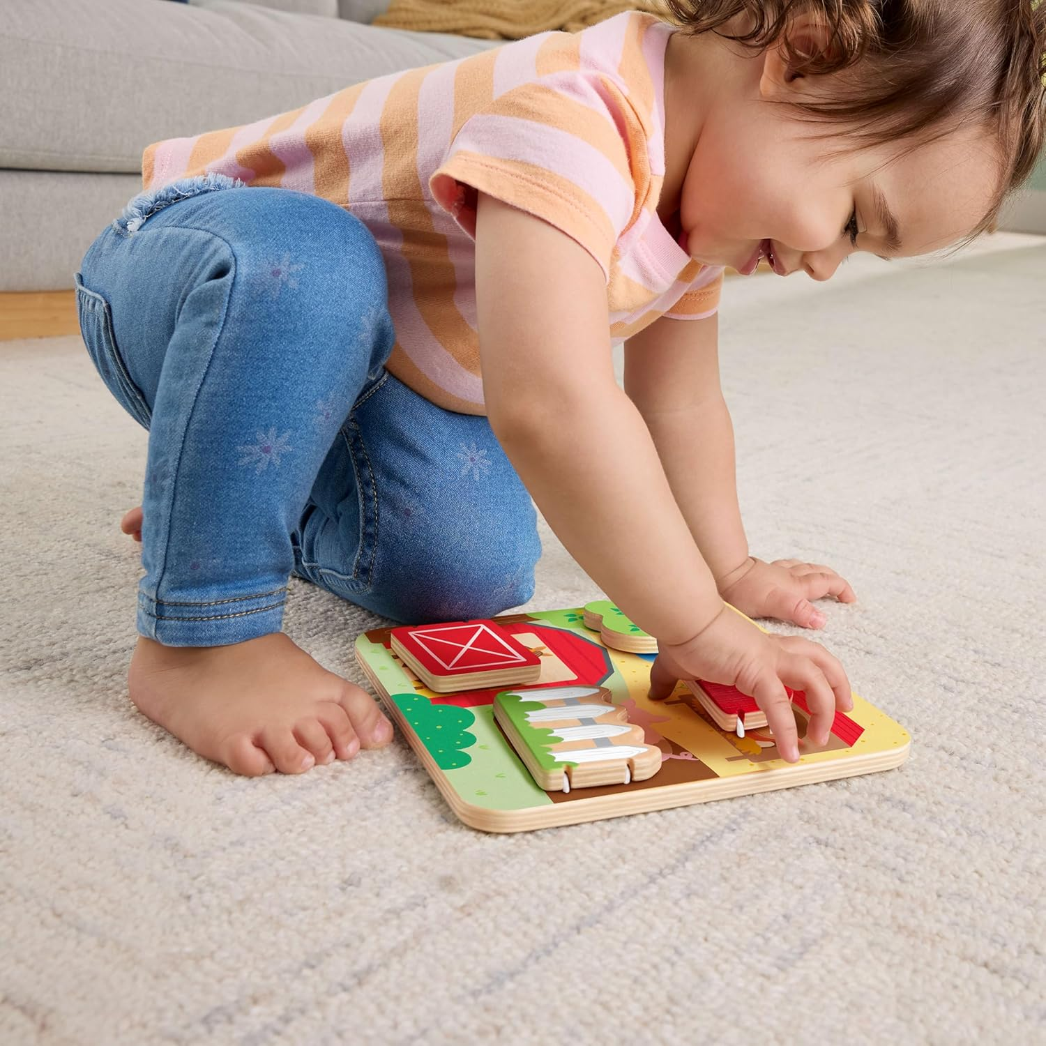Fisher-Price Baby & Toddler Toy Wooden Farm Animal Board Busy Activity for Developmental Play for Infants Ages 1+ Years image number 2