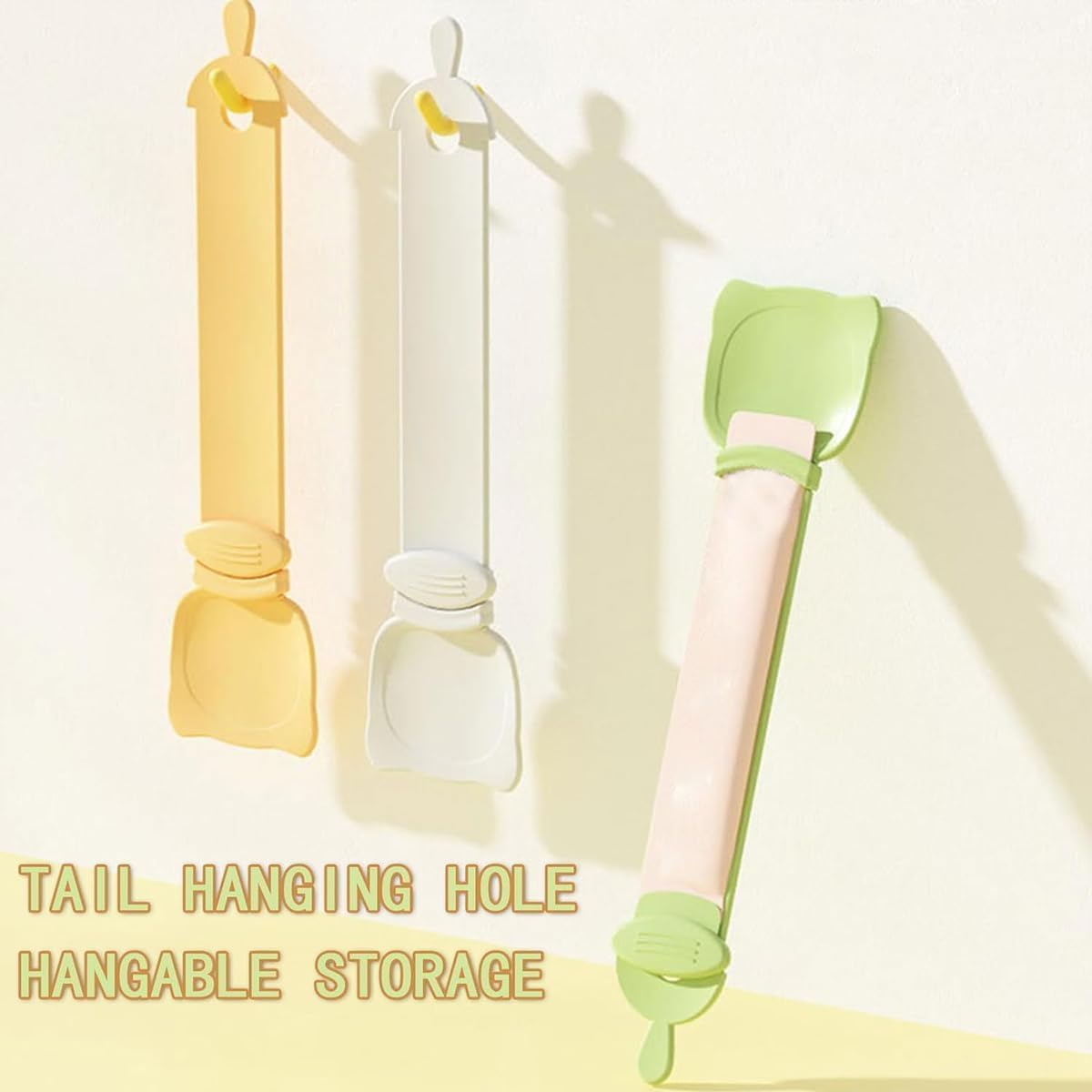 2 X Yellow Cat Strips, Squeeze Spoon, Feeder Cat Strip, Pet Feeder, Cat Food Spoon, Flexible Pet Spoon, Multifunctional Cat Snack Spoon for Pets, Bowls, Drinkers and Accessories