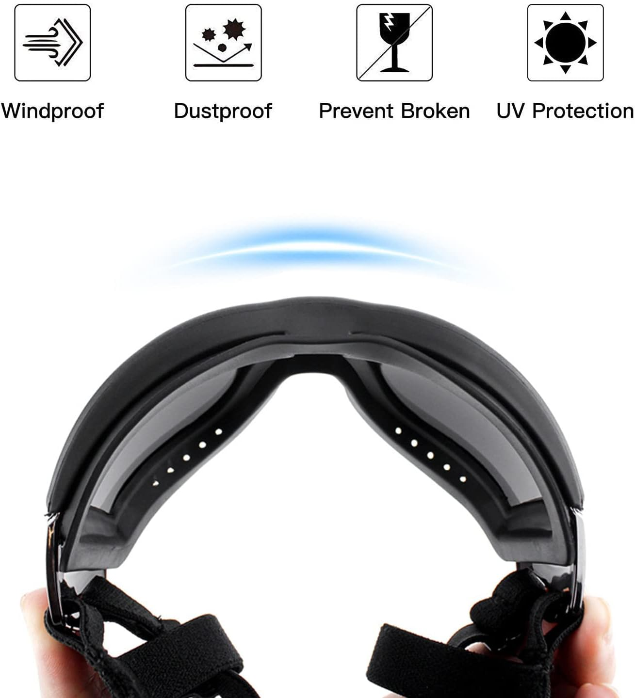 WISTOM Dog Sunglasses and Goggles with Adjustable Strap for Travel, Skiing, and Anti-Fog Snow Protection - Pet Eyewear for Medium to Large Dogs image number 6