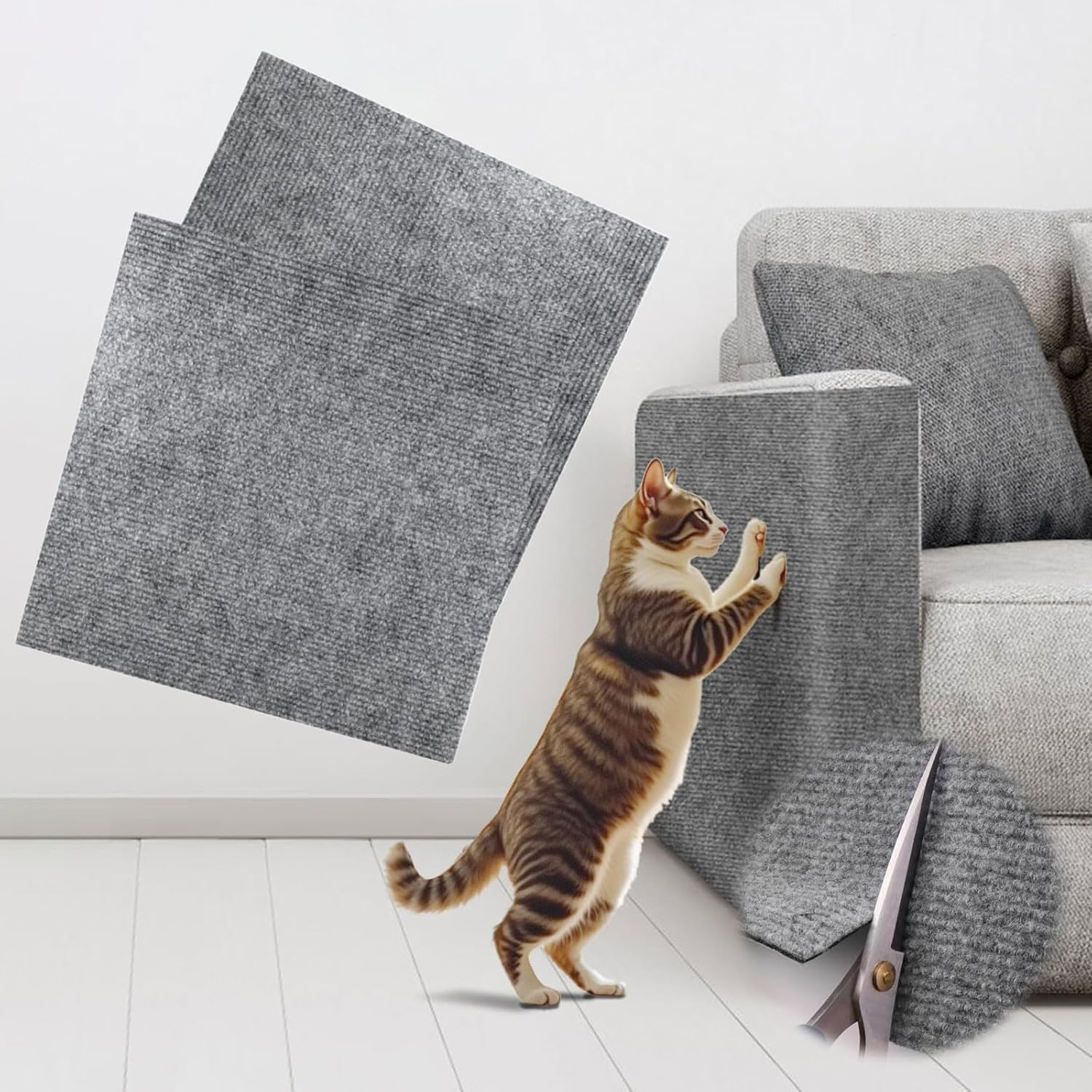 Lyvixora Cat Scratch Furniture Protector Mat, Self-Adhesive Couch Protector, anti Scratch Post Carpet image number 2