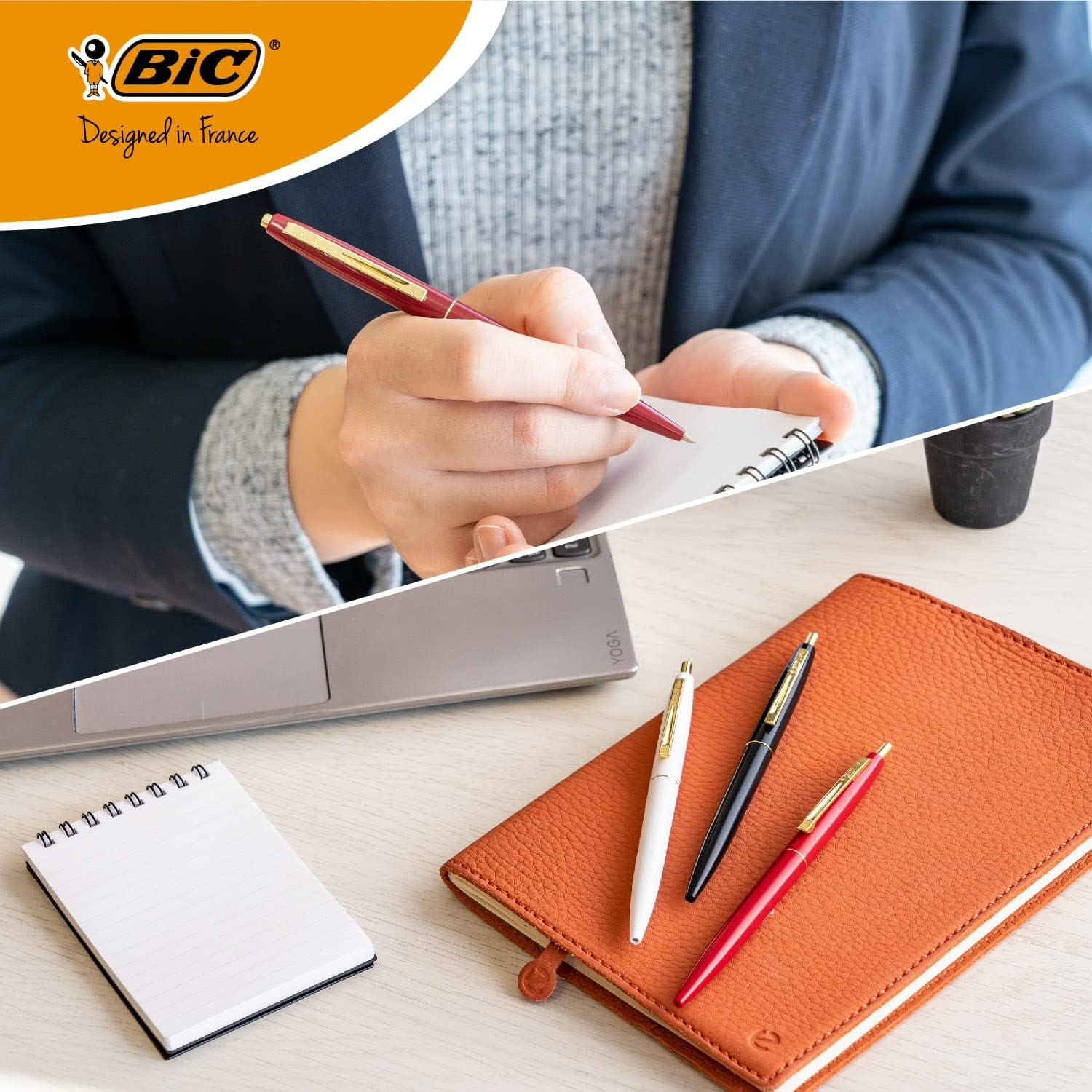 Bic CLG05-CSBJ3P Ballpoint Pen, Click Gold, 0.5, Oil-Based, Black, Smooth, Cat Chokon, Black, Set of 3 image number 7